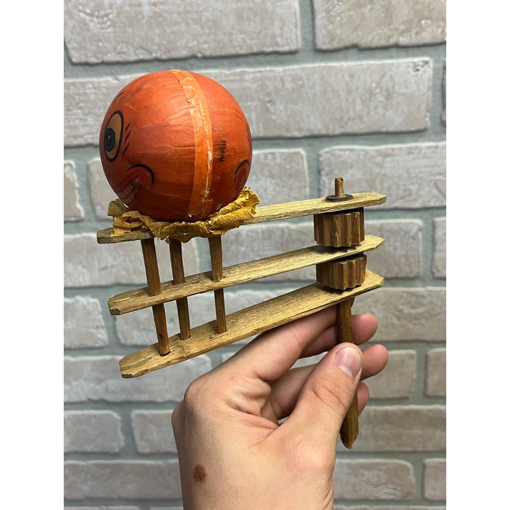 Antique 1920s German Halloween Ratcheting Wooden Noisemaker JOL Jack O'Lantern