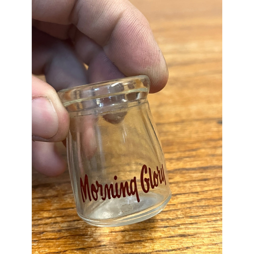 Vintage Morning Glory Dairy Milk Single Individual Glass Creamer Jar Restaurant