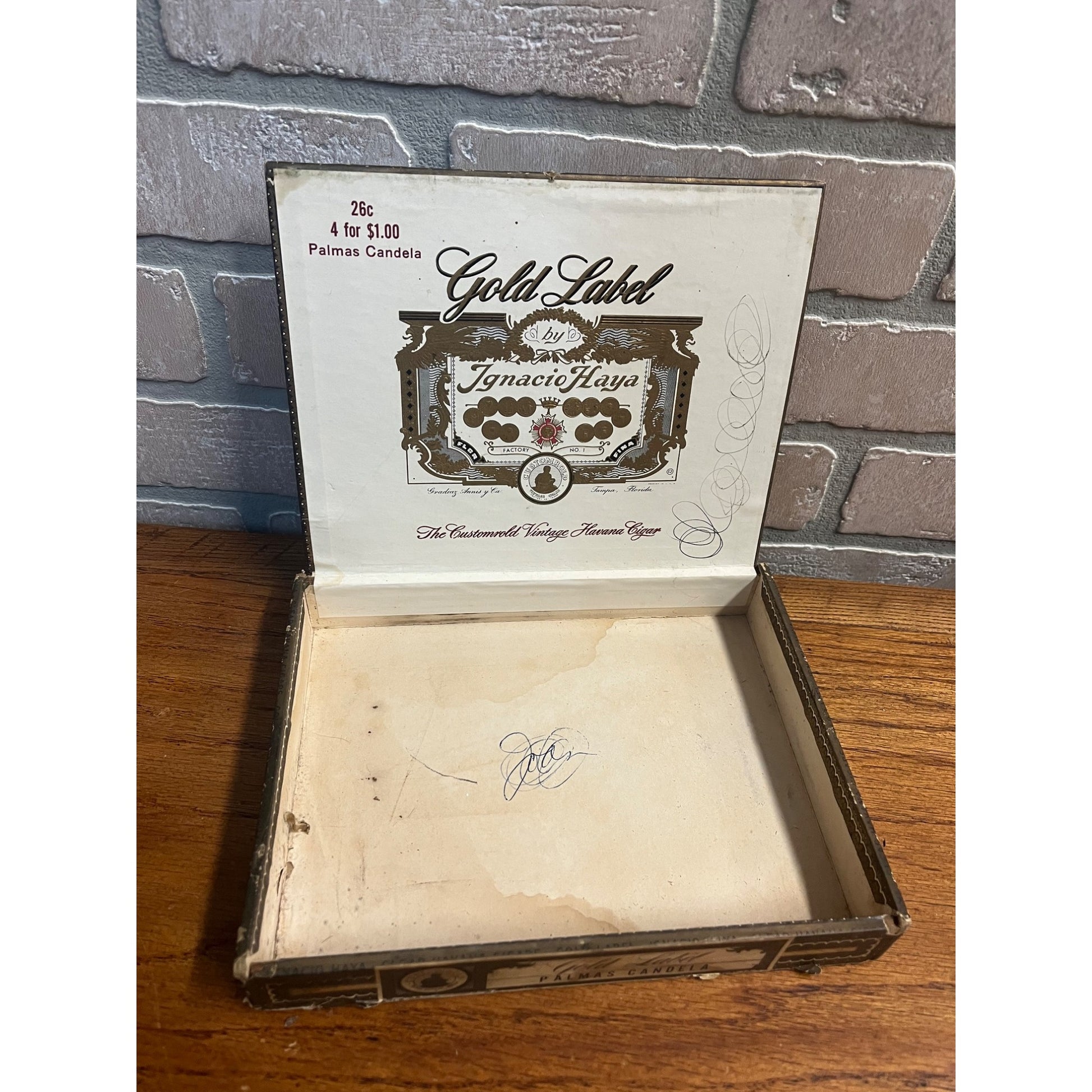 Vintage Ignacio Haya Gold Cigar Box Advertising Tampa FL Gradiaz Annis & Co.