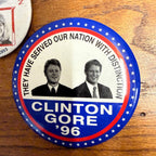 (2) Clinton Gore Hilary Pin Button Political Campaign Pins 1996 1993