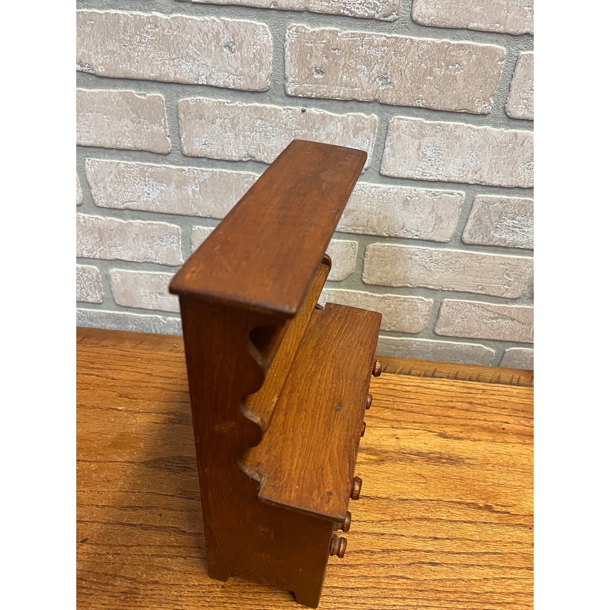 Vintage Wooden Miniature Kitchen Stepback Hutch Handmade Large-Scale Dollhouse Furniture Or Display Piece