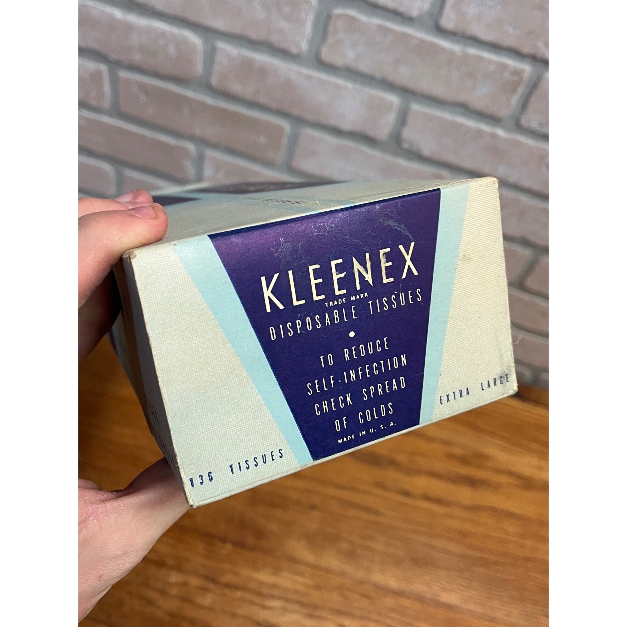 Vintage 1930s Kleenex Tissue Box Extra Large Rare 136 Sheets Ct Advertising