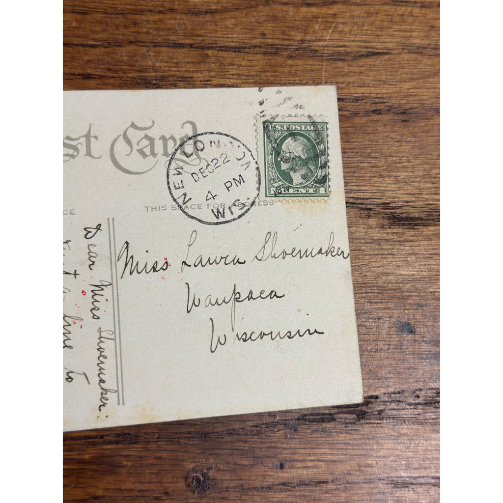 Vintage 1919 Christmas Postcard w/ Christmas Seal Tied American Red Cross