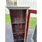 Pair of Primitive Painted Grey Book Display Cases, Wooden Glass Cabinets