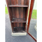 Pair of Primitive Painted Grey Book Display Cases, Wooden Glass Cabinets