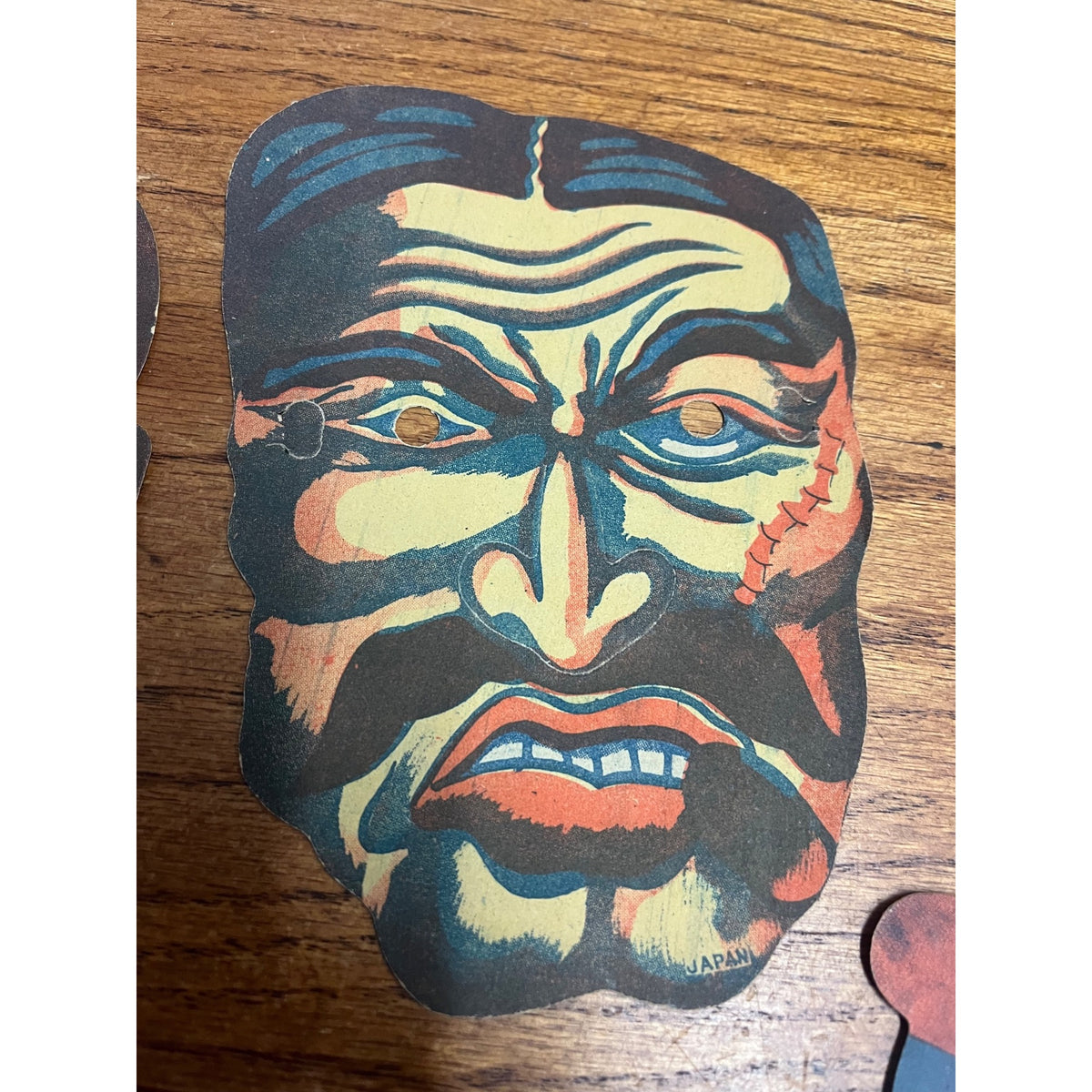 Vintage Halloween Lot (4) Cardboard Party Costume Masks - Made in Japan