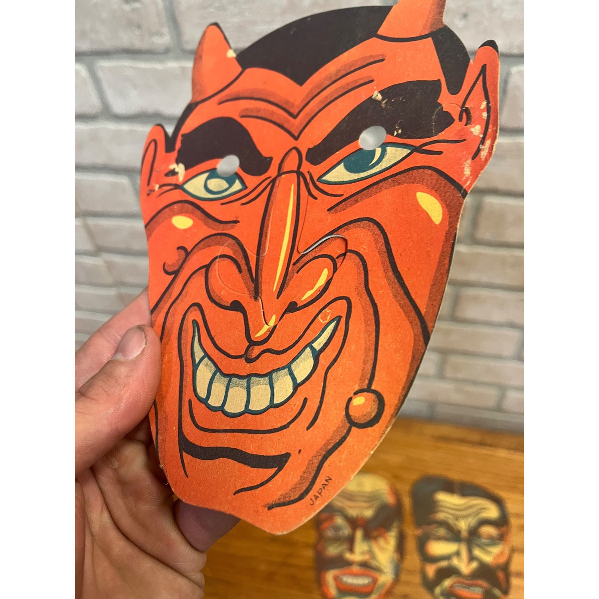 Vintage Halloween Lot (4) Cardboard Party Costume Masks - Made in Japan