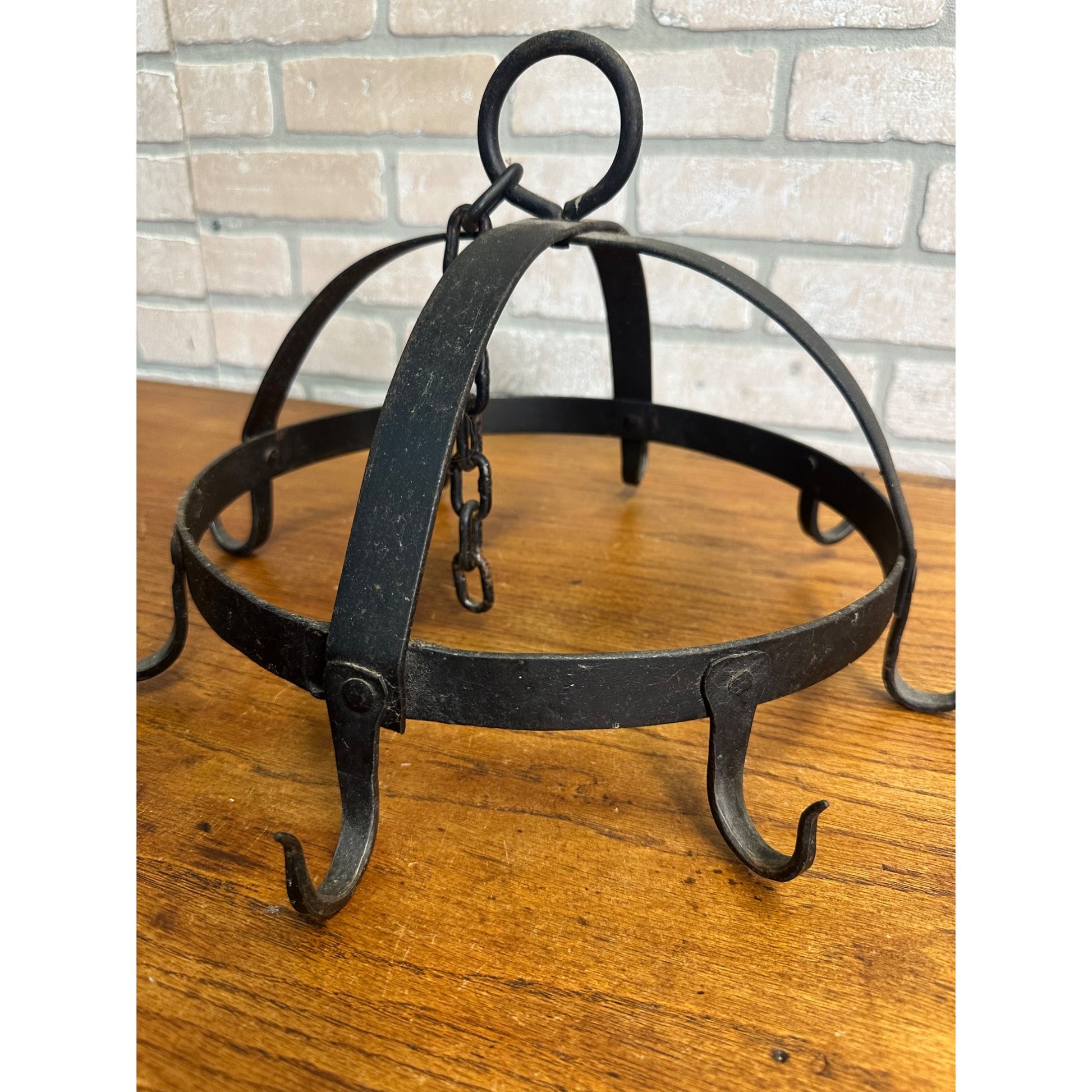 Antique Primitive Kitchen Hanging Metal Utensil Butcher Meat Rack