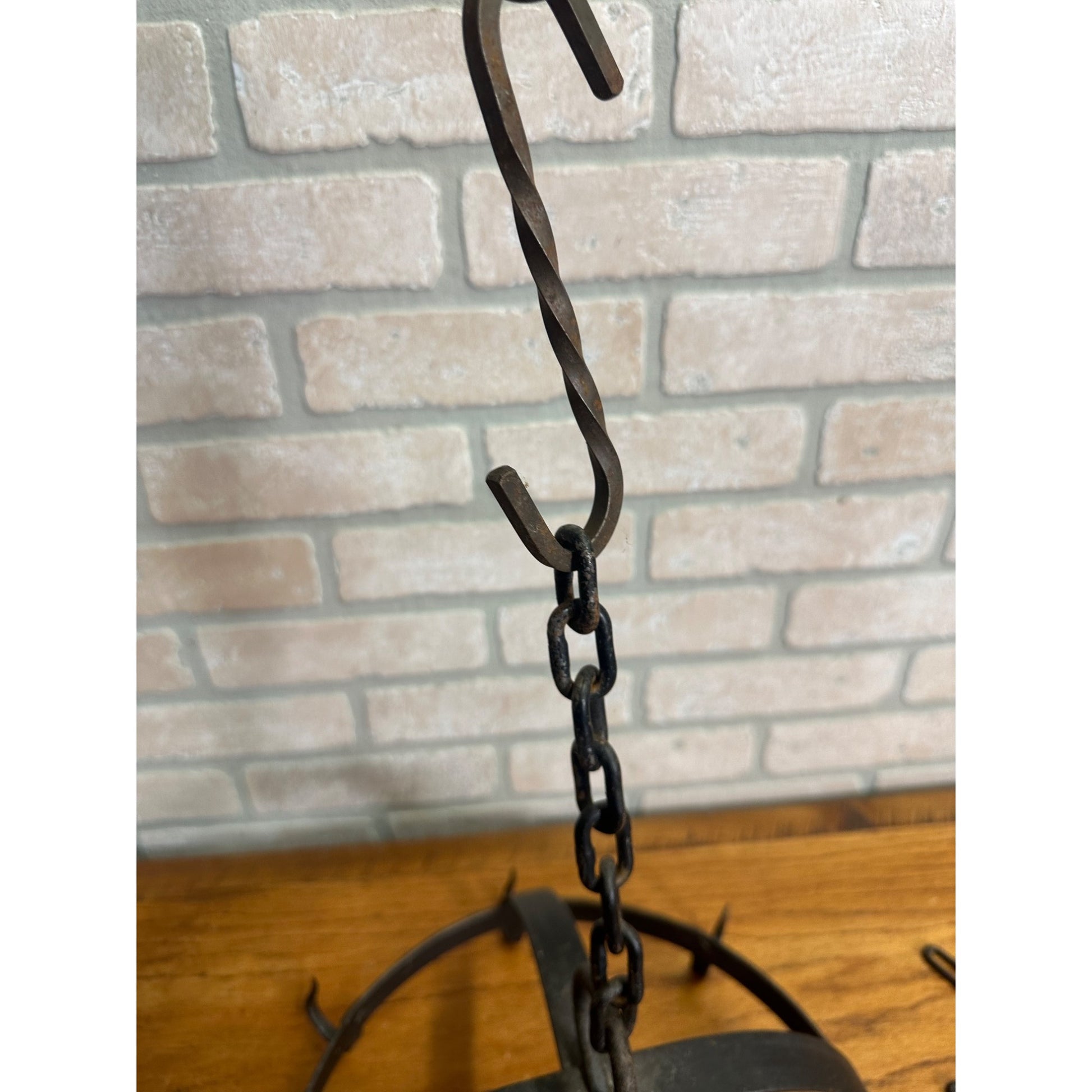 Antique Primitive Kitchen Hanging Metal Utensil Butcher Meat Rack