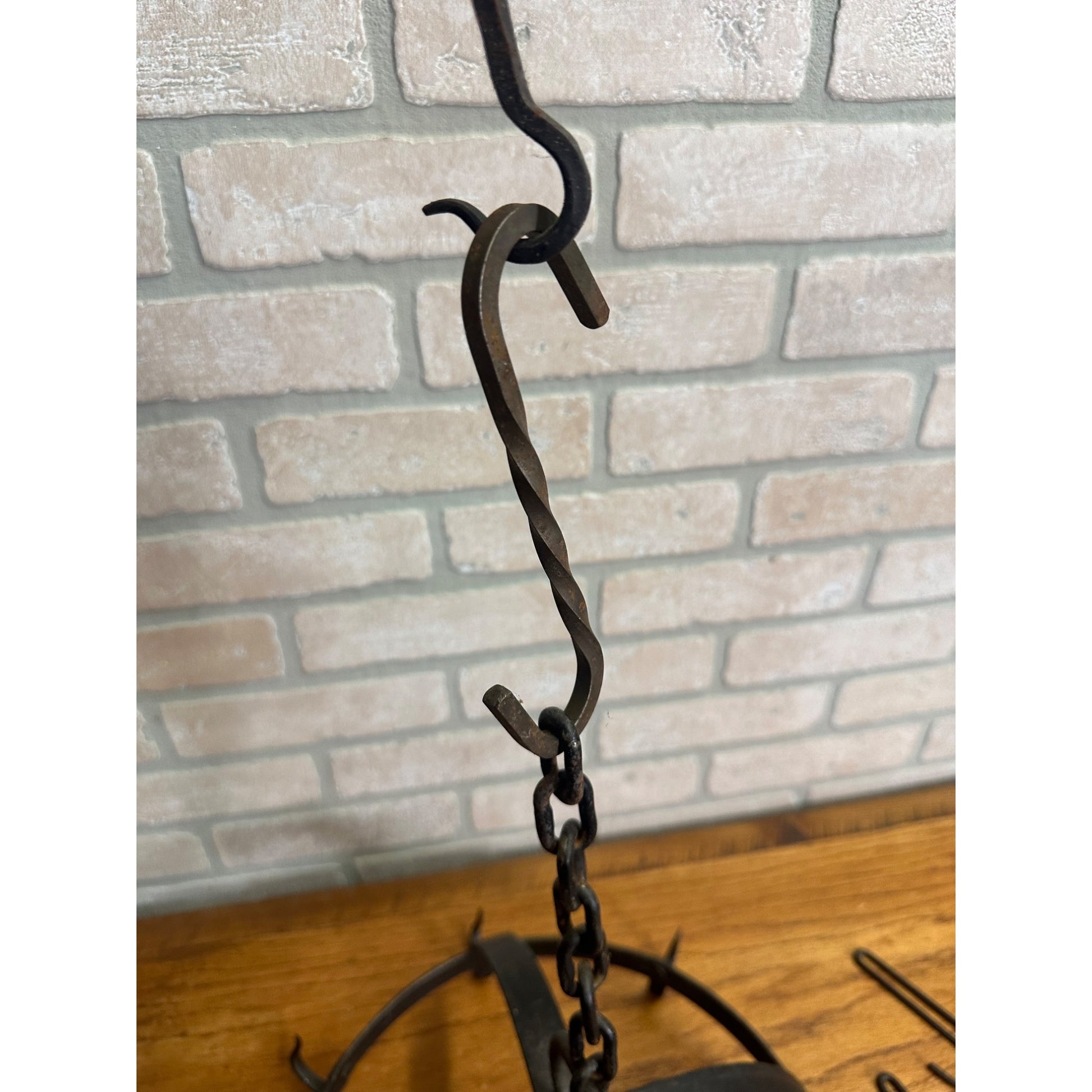 Antique Primitive Kitchen Hanging Metal Utensil Butcher Meat Rack
