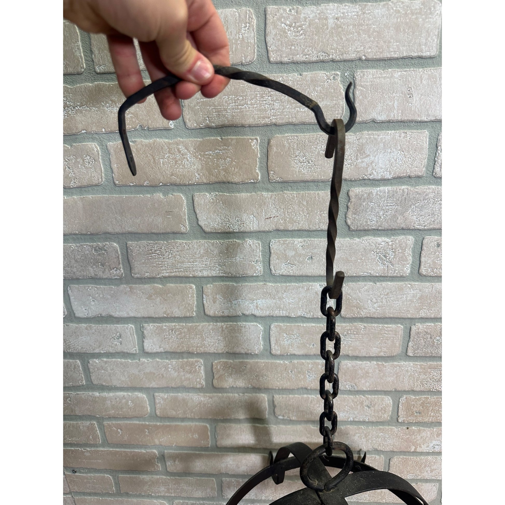 Antique Primitive Kitchen Hanging Metal Utensil Butcher Meat Rack