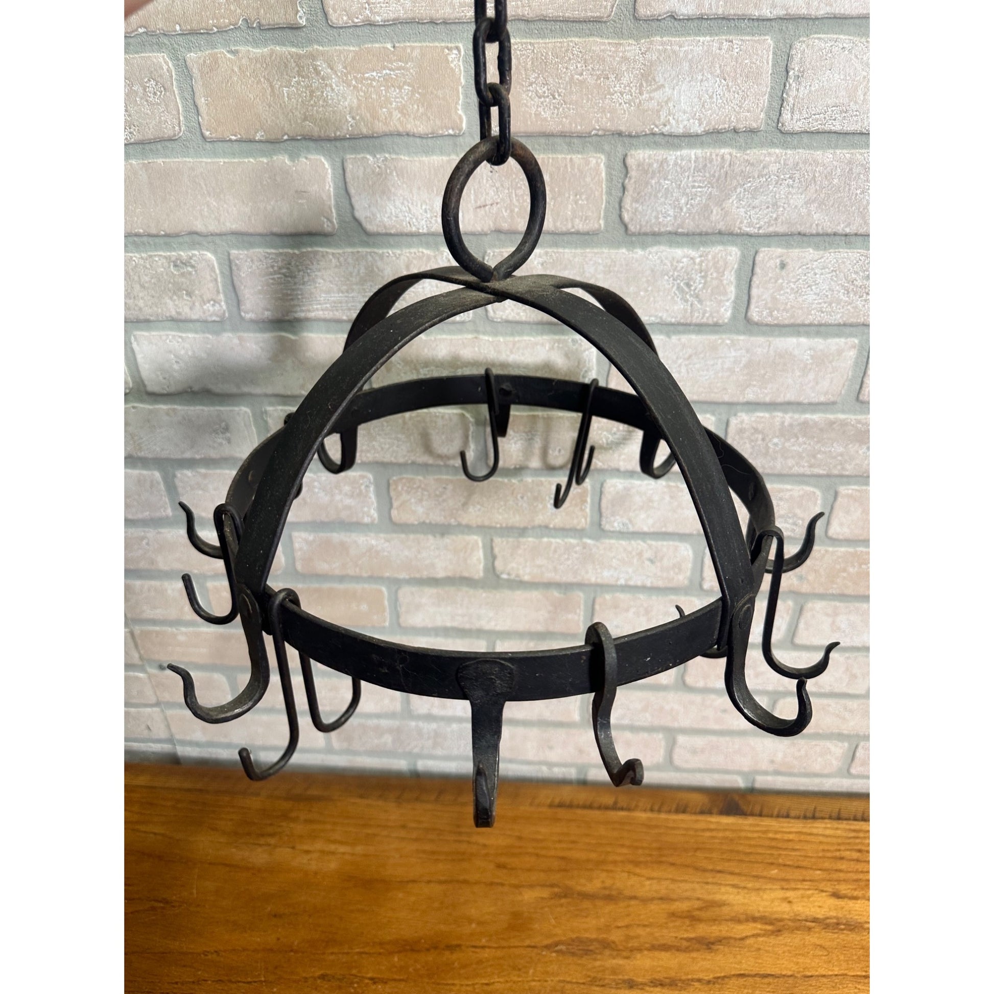 Antique Primitive Kitchen Hanging Metal Utensil Butcher Meat Rack
