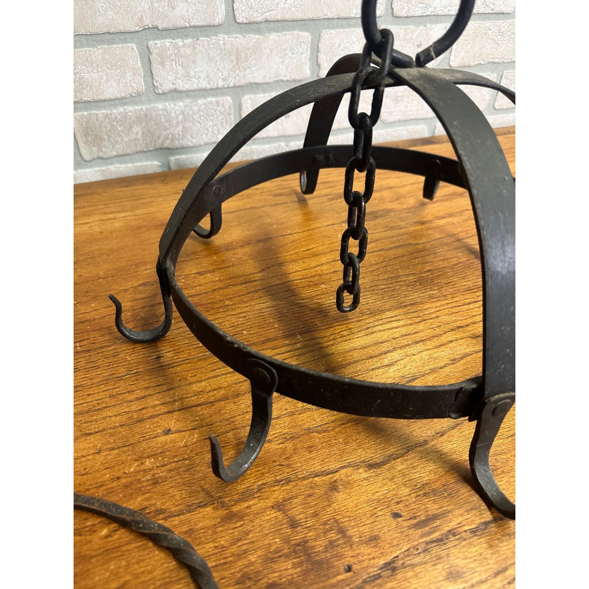 Antique Primitive Kitchen Hanging Metal Utensil Butcher Meat Rack