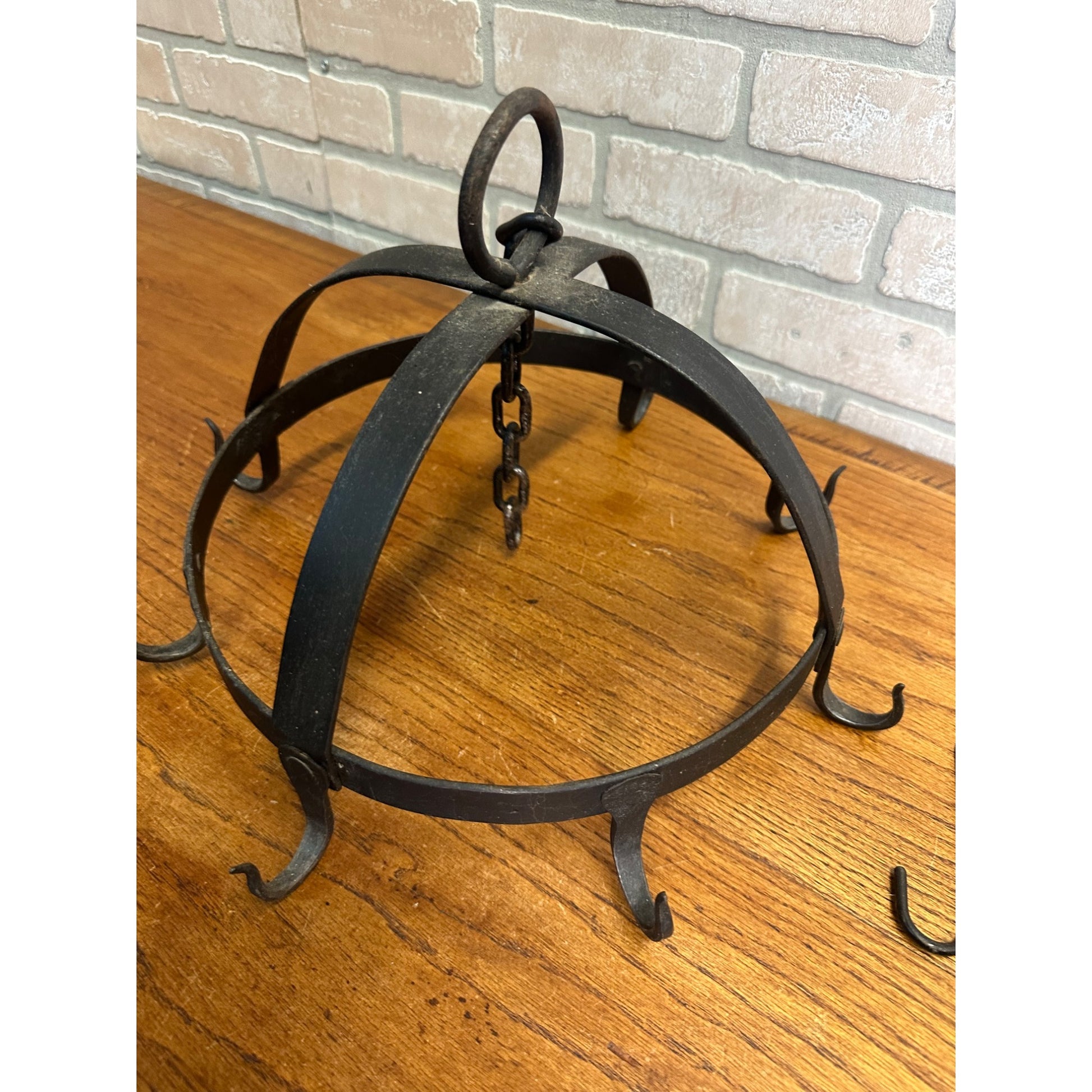 Antique Primitive Kitchen Hanging Metal Utensil Butcher Meat Rack