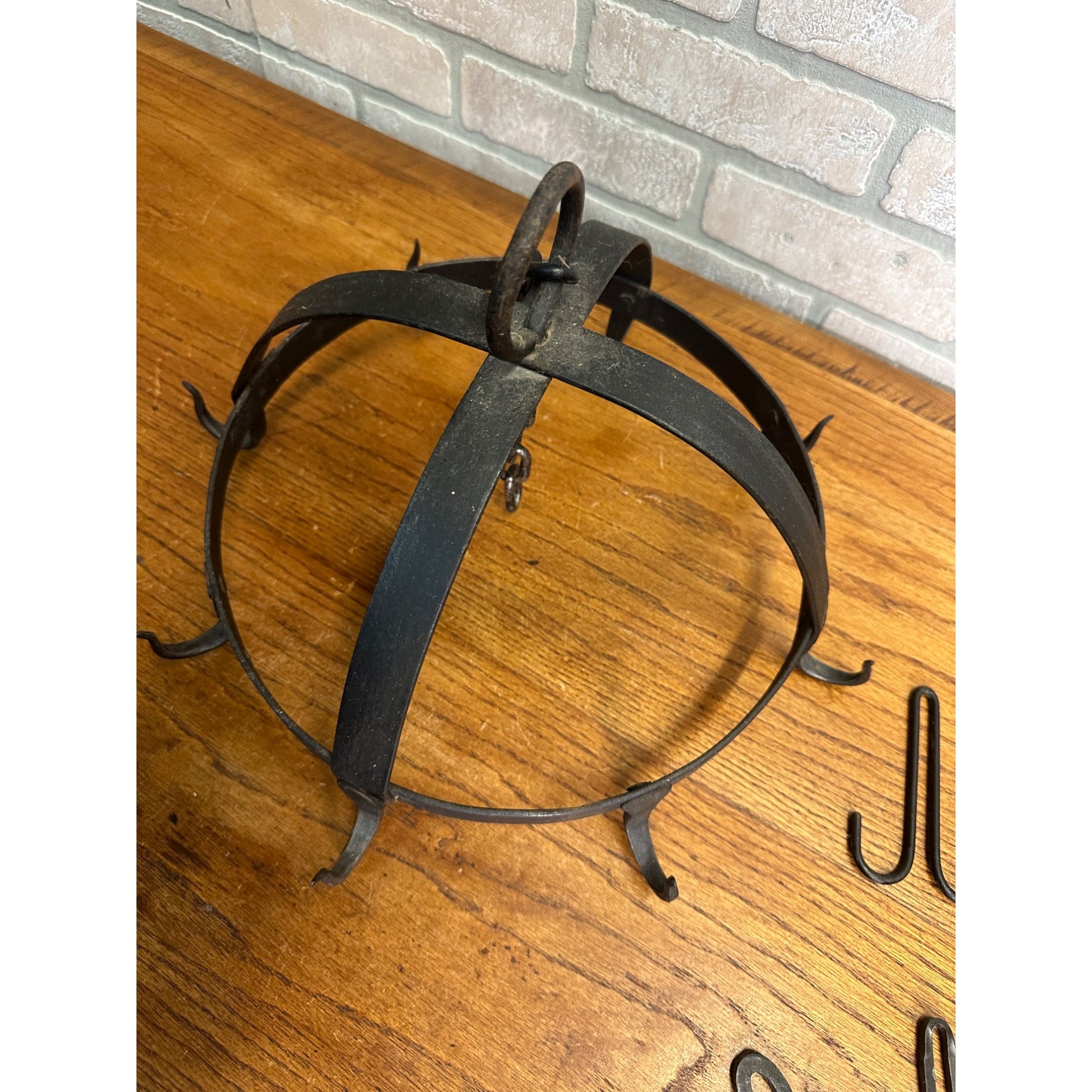 Antique Primitive Kitchen Hanging Metal Utensil Butcher Meat Rack