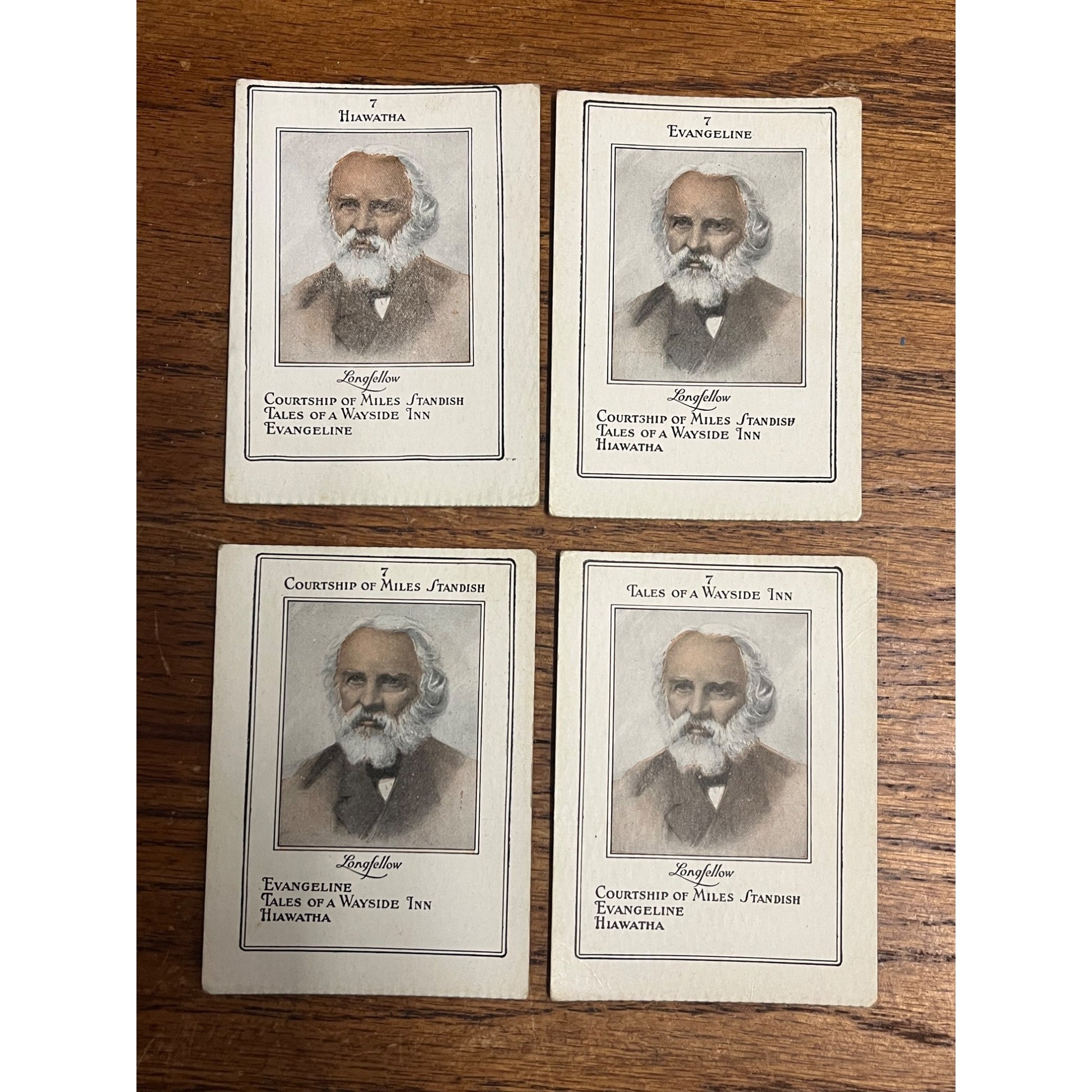 Vintage 1920s Game of Authors Parker Bros Cards: Henry Wadsworth Longfellow