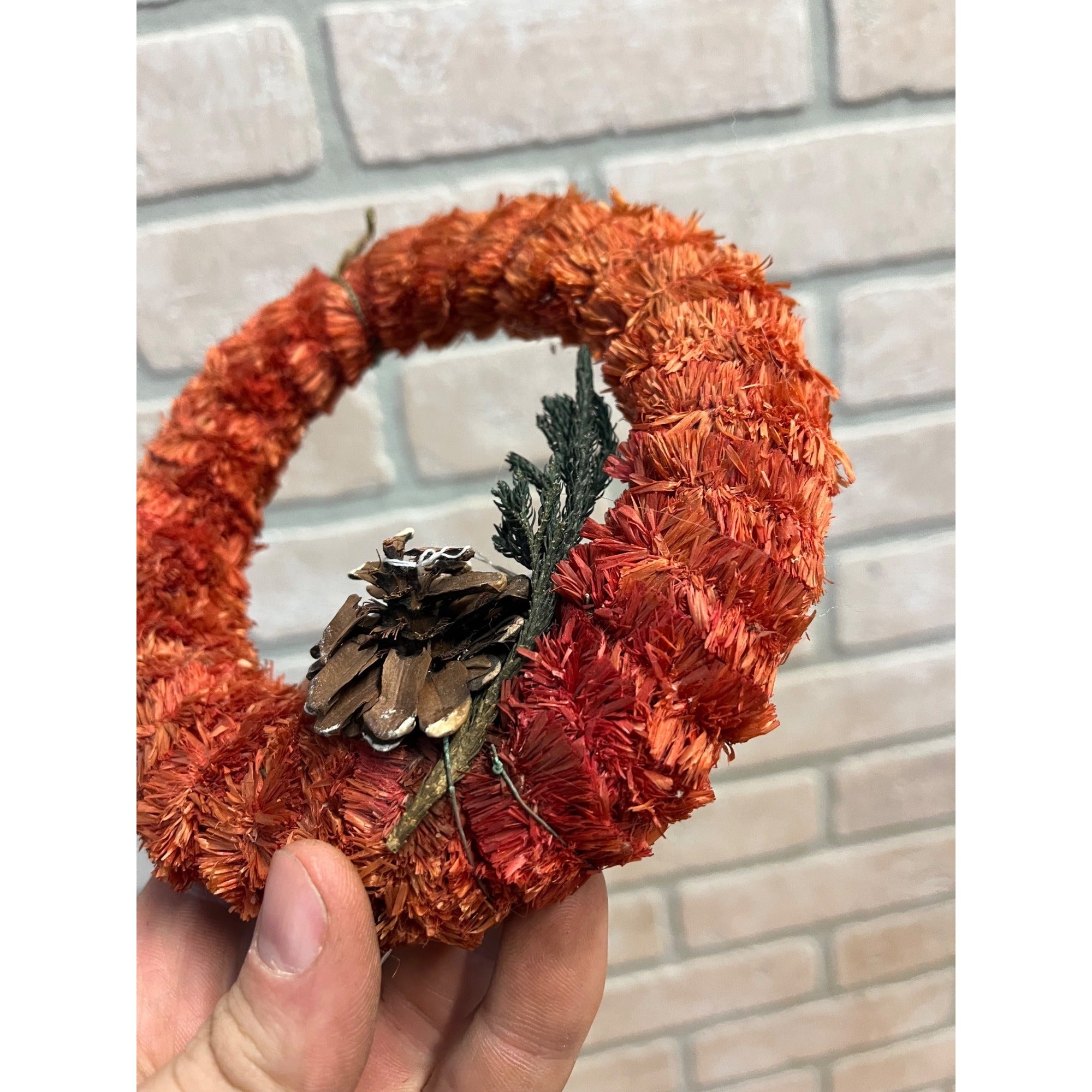 Vintage 1940s Red Paper Chenille Wreath Christmas Ornament Mini 6" Pinecone