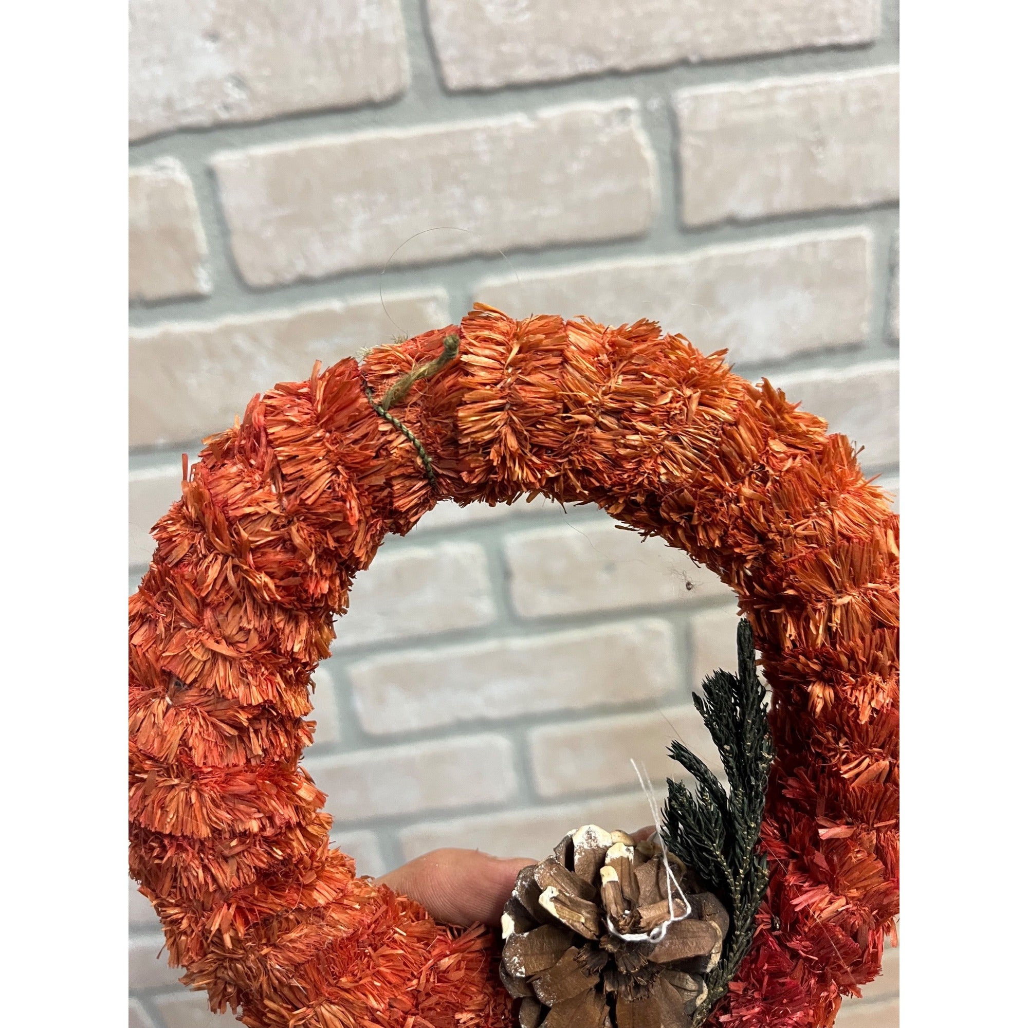 Vintage 1940s Red Paper Chenille Wreath Christmas Ornament Mini 6" Pinecone