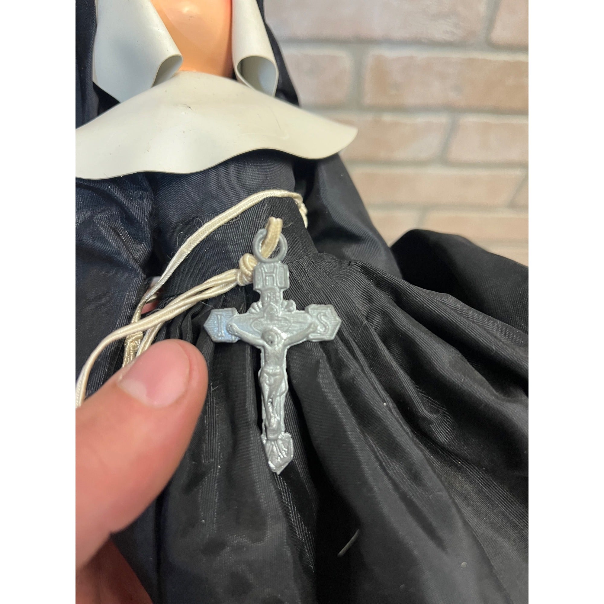 Vintage Catholic Nun Doll Hard Plastic Religious Sleepy Eye Lot (2) 11" & 12"