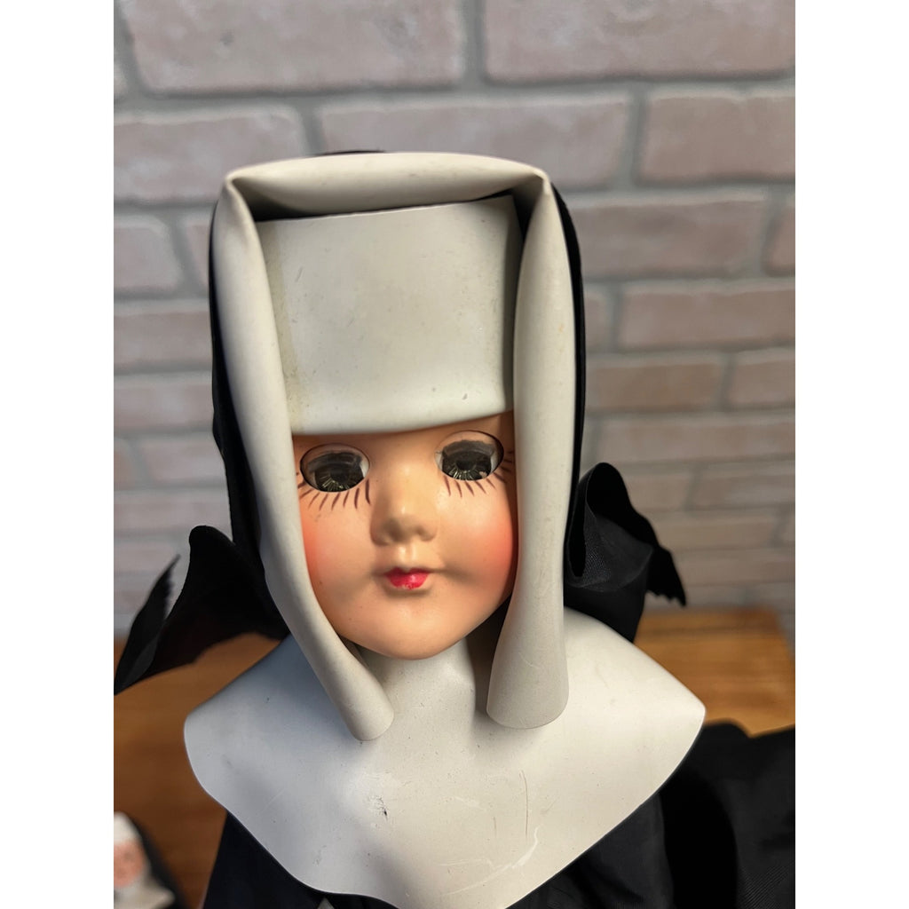 Vintage Catholic Nun Doll Hard Plastic Religious Sleepy Eye Lot (2) 11" & 12"