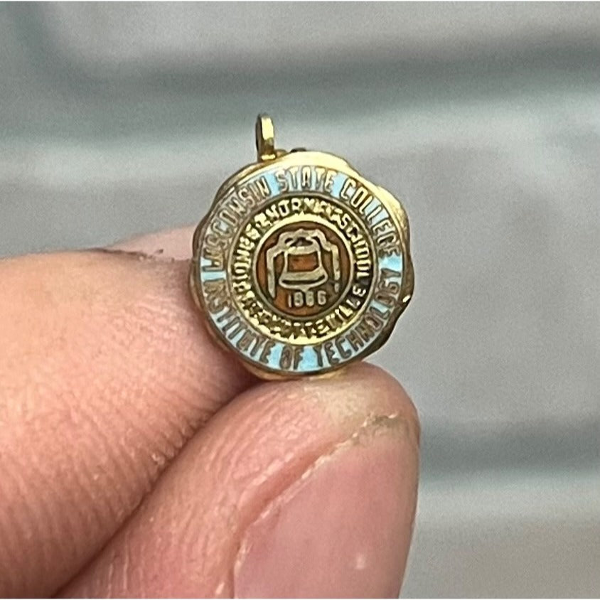 Vintage Wisconsin College Graduate Pin Institute of Technology Gold Tone Enamel