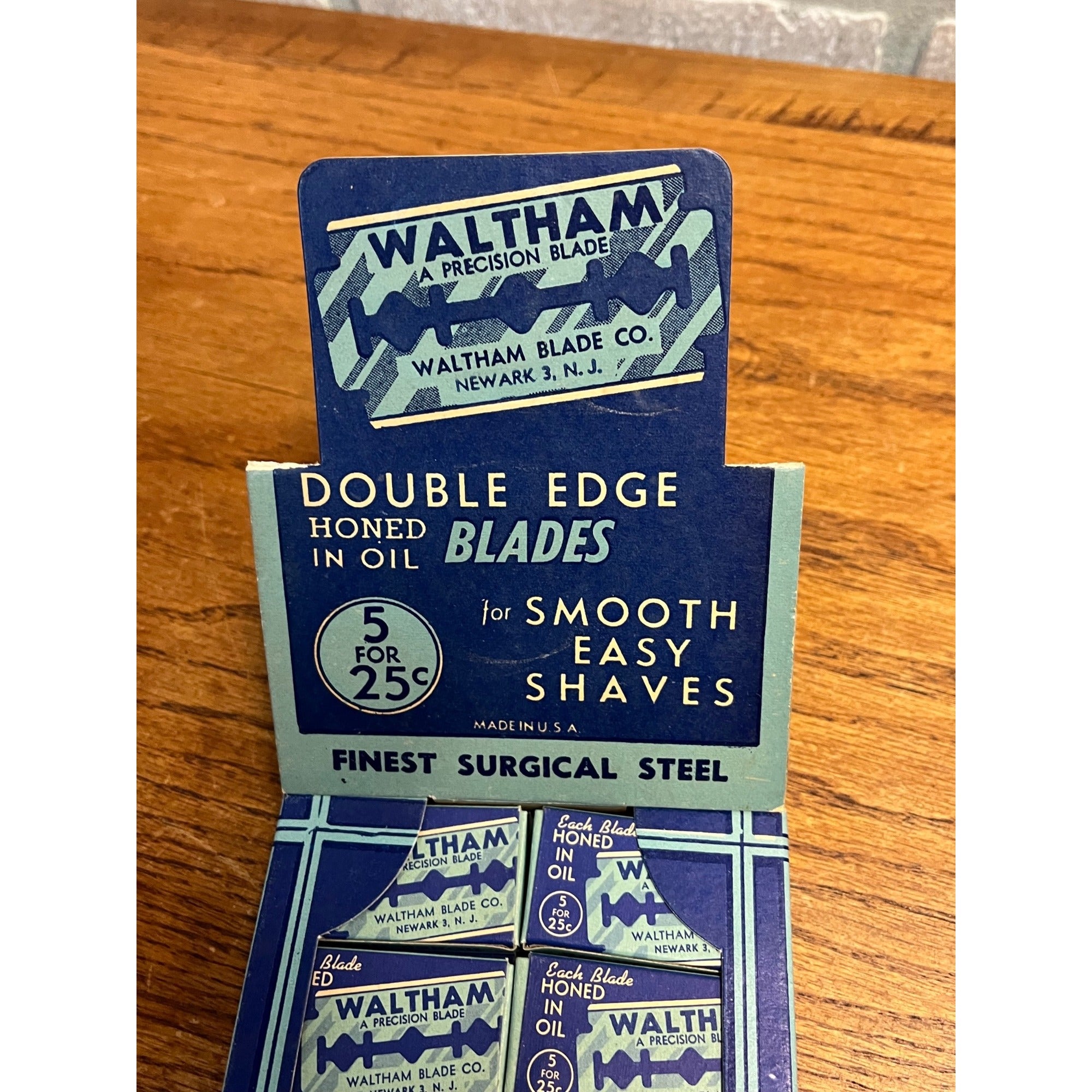Vintage Waltham Double Edge Razor Blades In Store Display Box NOS NEW