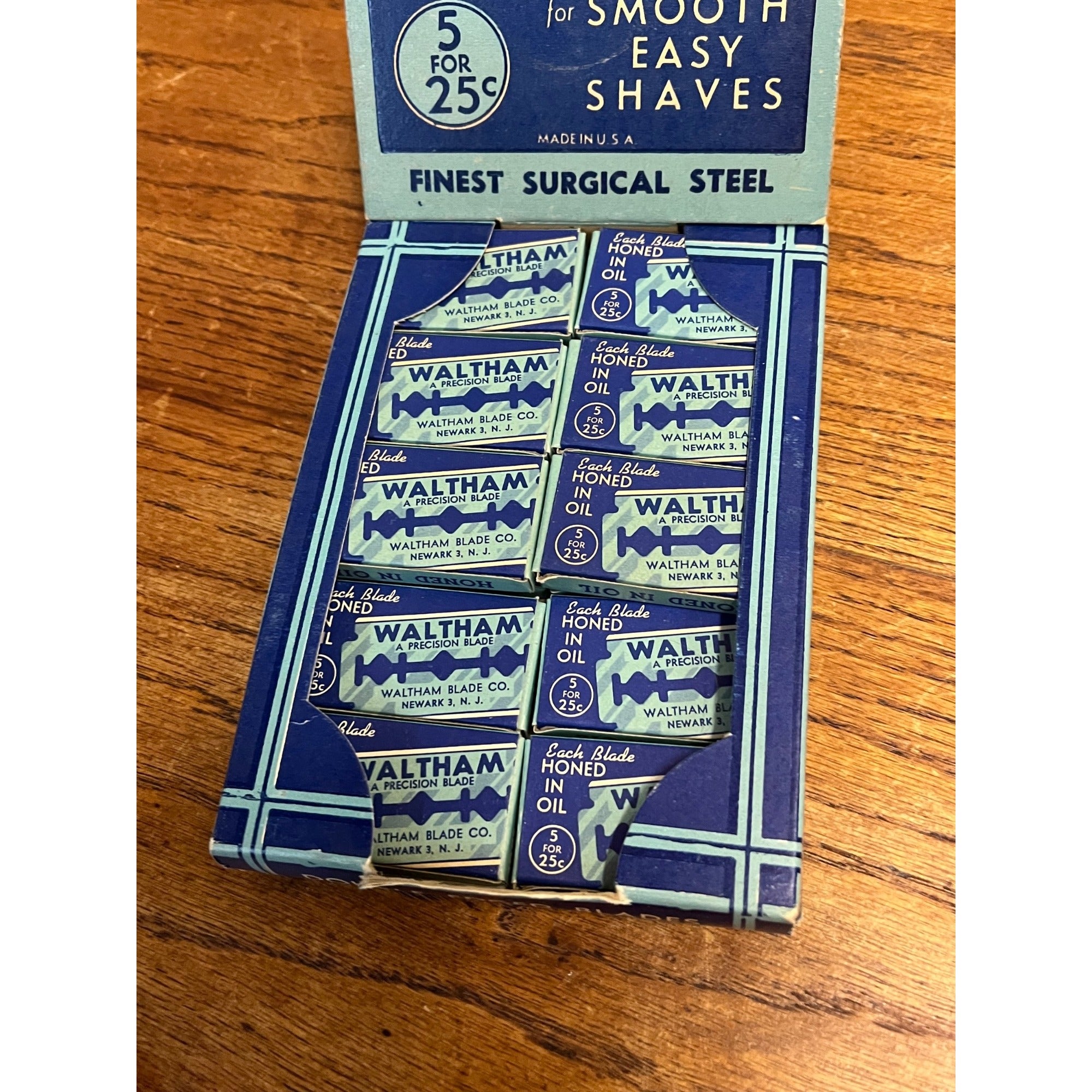 Vintage Waltham Double Edge Razor Blades In Store Display Box NOS NEW