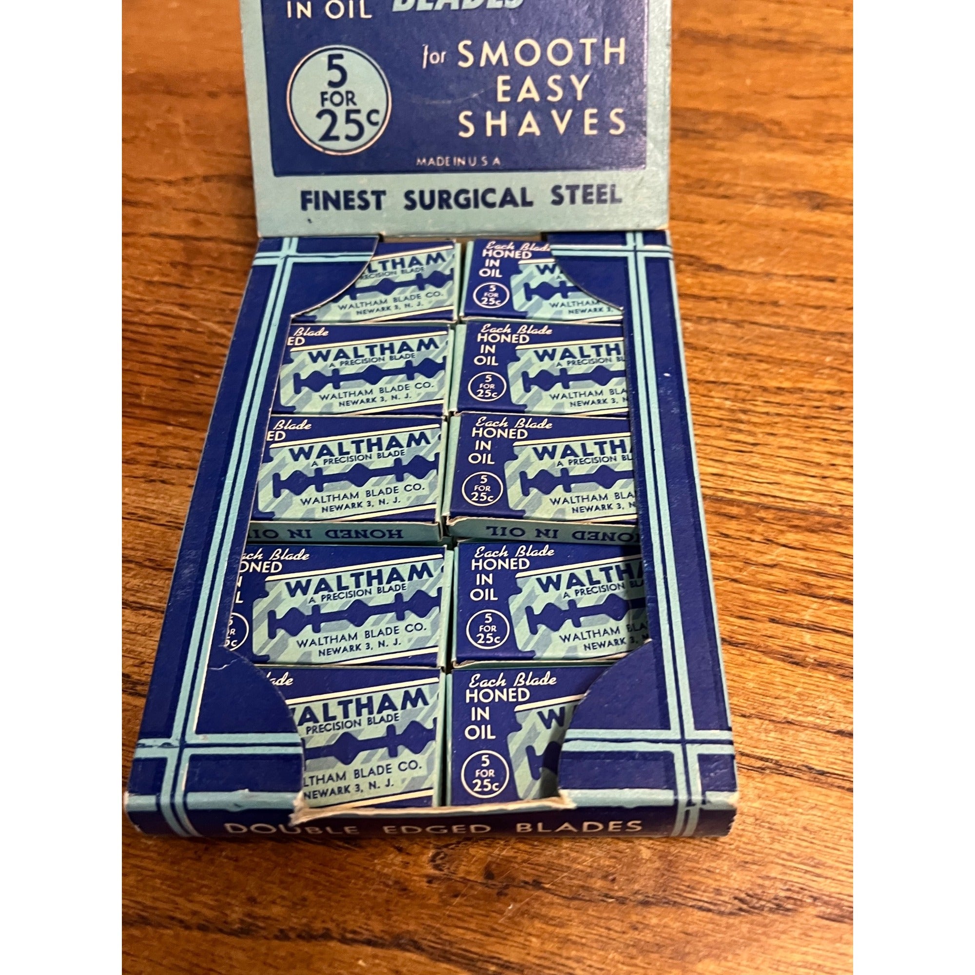Vintage Waltham Double Edge Razor Blades In Store Display Box NOS NEW