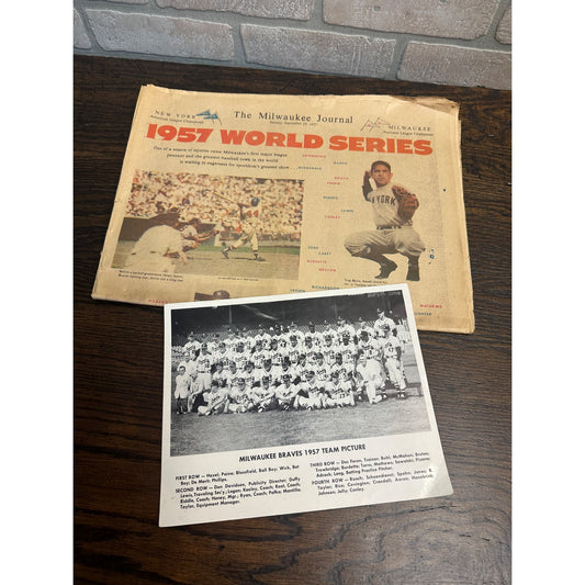 Milwaukee Braves 1957 World Series Preview Newspaper Sept. 29, 1957 + Photo