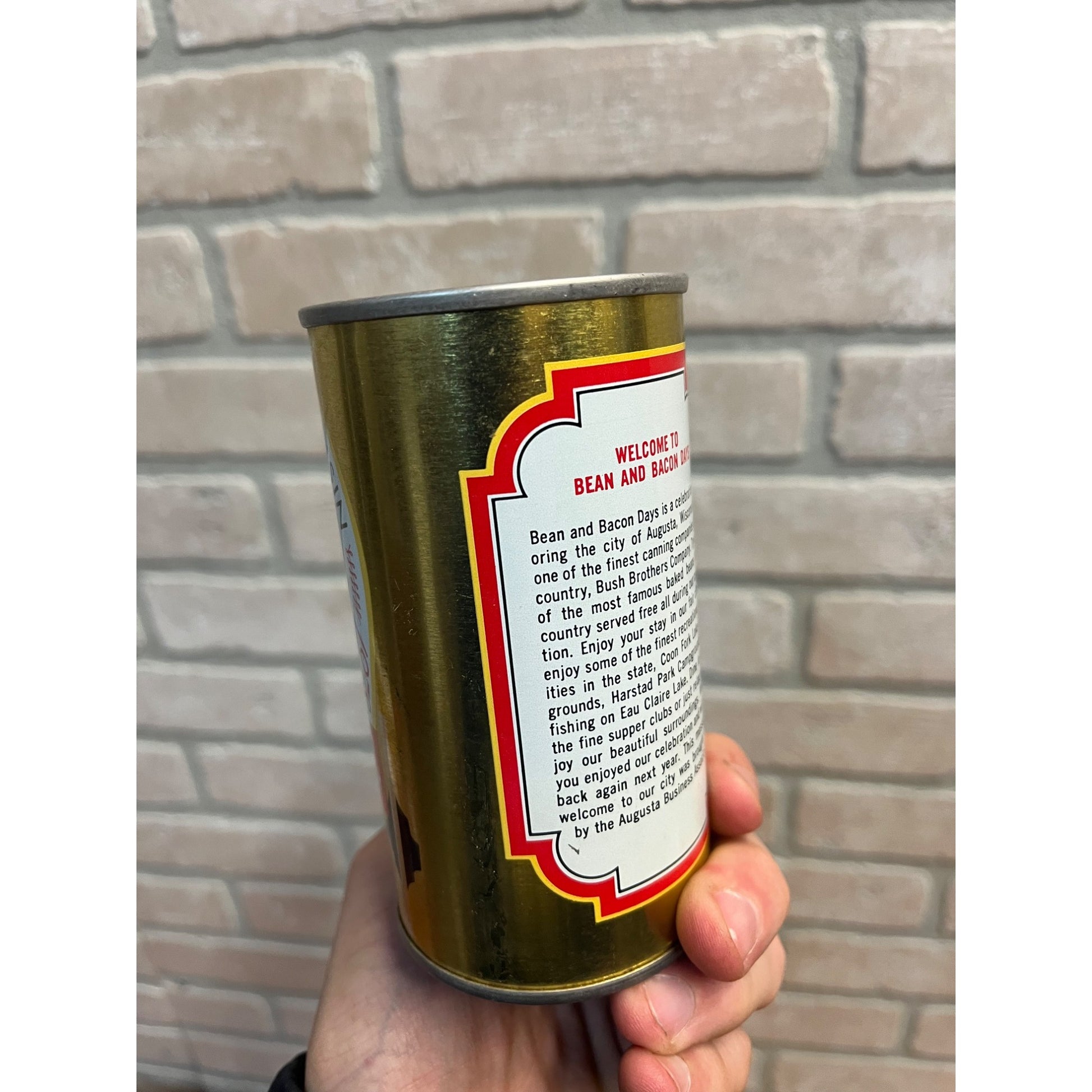 Vintage Bean And Bacon Days 1978 Augusta Wisconsin Pull Tab Beer Can