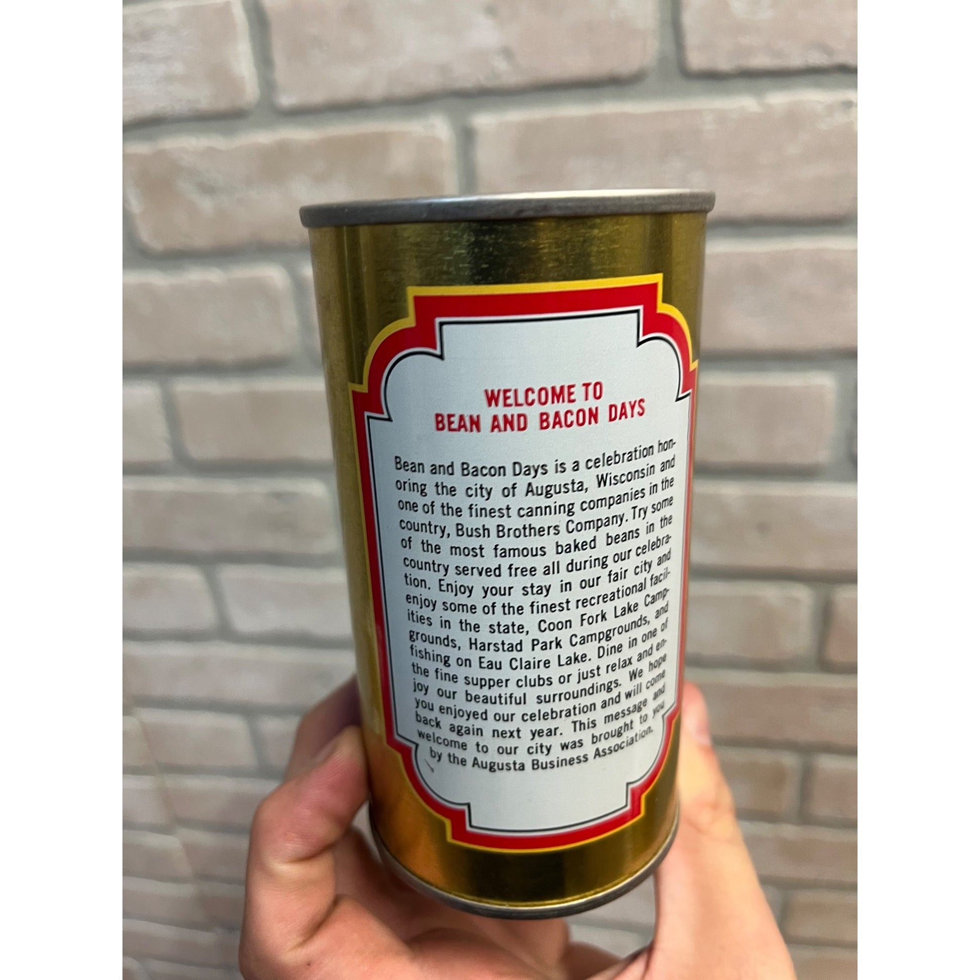 Vintage Bean And Bacon Days 1978 Augusta Wisconsin Pull Tab Beer Can