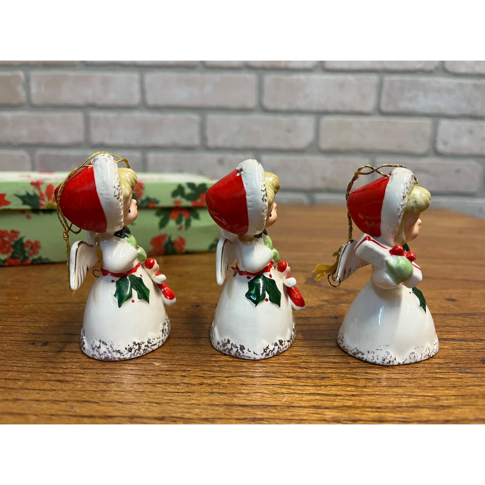 Vintage Napco Merry Christmas Angel Bells W/ Original Box 1959 Set (3) Figures