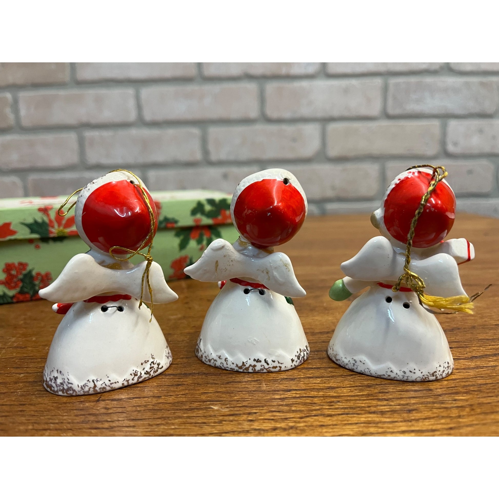 Vintage Napco Merry Christmas Angel Bells W/ Original Box 1959 Set (3) Figures