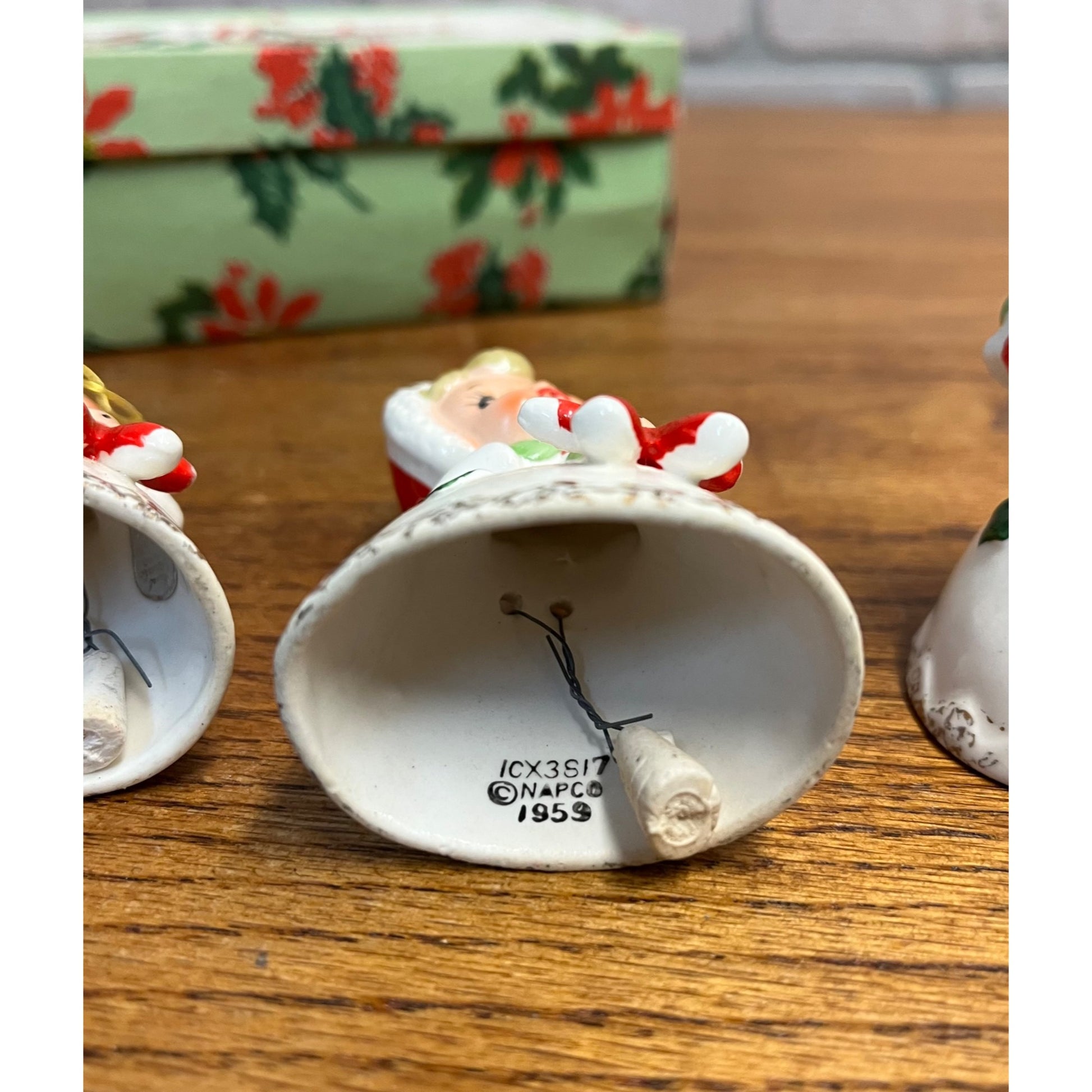 Vintage Napco Merry Christmas Angel Bells W/ Original Box 1959 Set (3) Figures