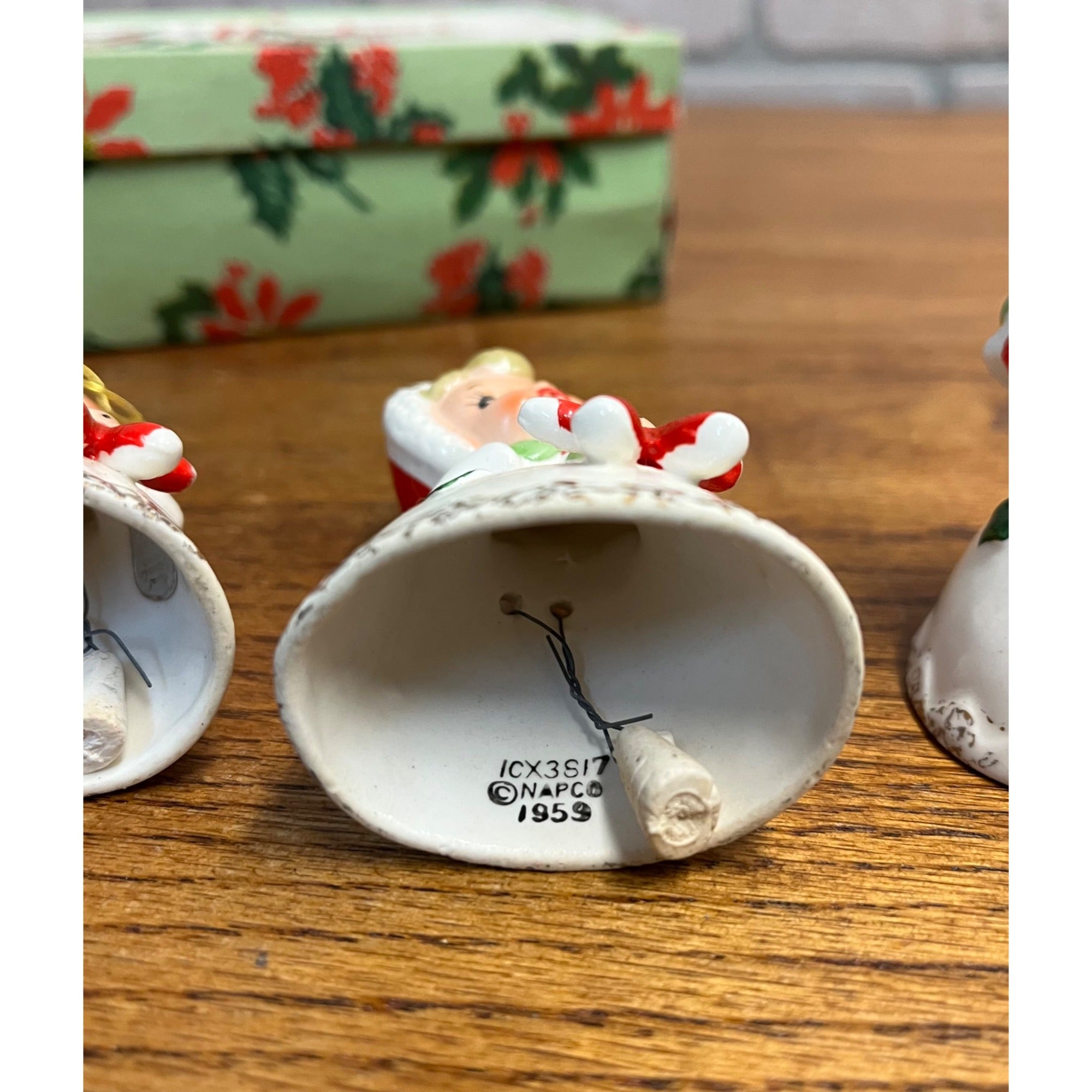 Vintage Napco Merry Christmas Angel Bells W/ Original Box 1959 Set (3) Figures