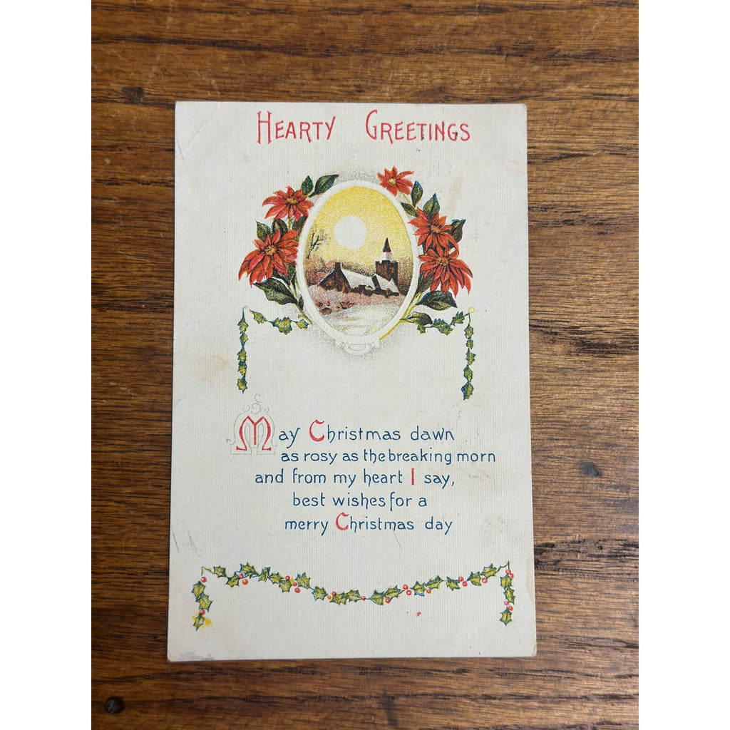 Vintage 1916 Christmas Postcard w/ Christmas Seal Tied American Red Cross
