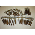 Huge Lot Vintage MCM Stainless Flatware Set Knifes, Forks, Spoons Wooden Handles