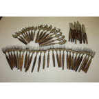 Huge Lot Vintage MCM Stainless Flatware Set Knifes, Forks, Spoons Wooden Handles