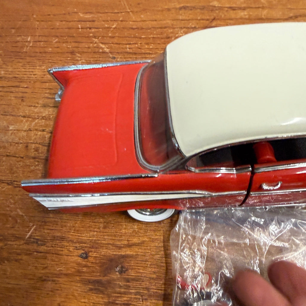 Vintage 1:18 Scale Die-Cast 1957 Chevrolet Bel Air Red and White Model Car For Parts/Repair