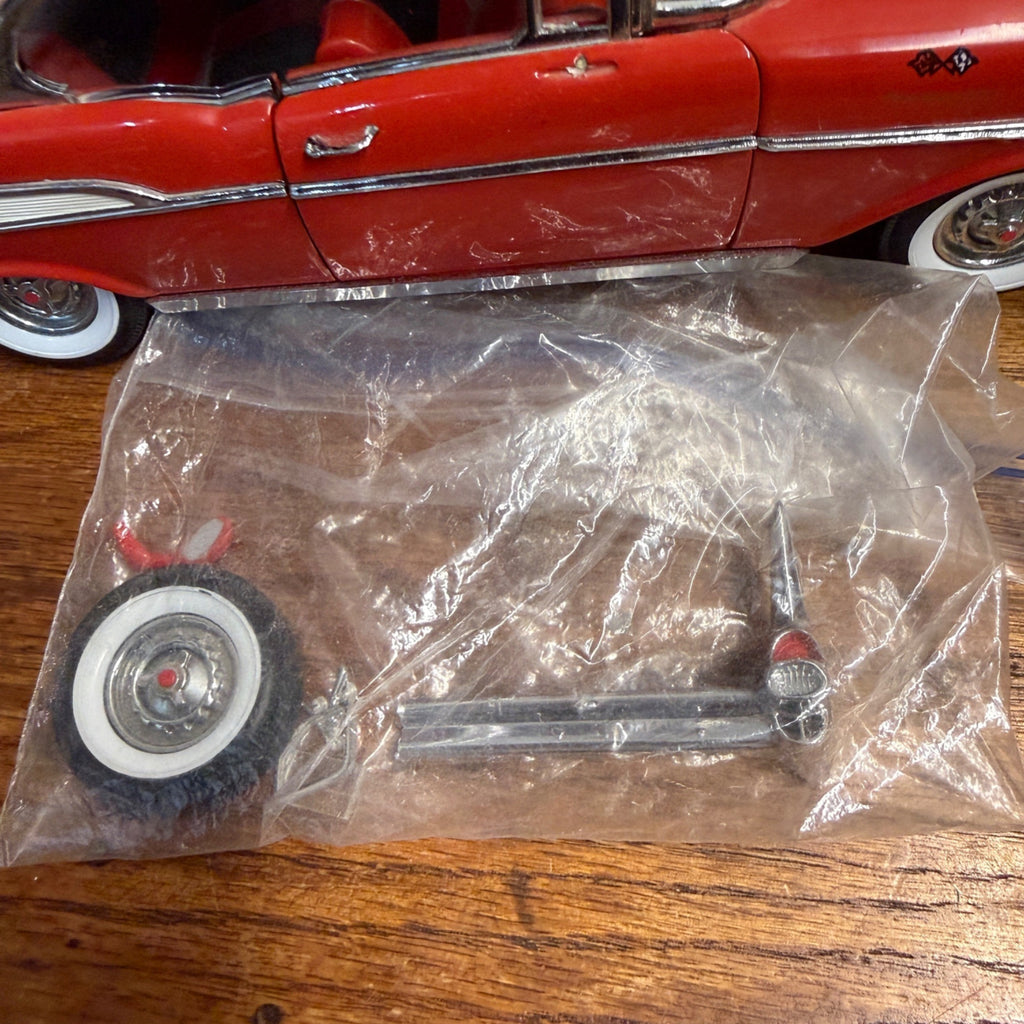 Vintage 1:18 Scale Die-Cast 1957 Chevrolet Bel Air Red and White Model Car For Parts/Repair
