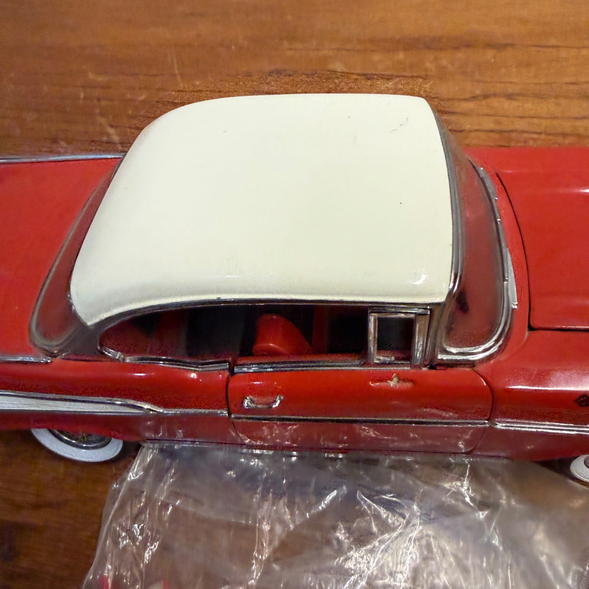 Vintage 1:18 Scale Die-Cast 1957 Chevrolet Bel Air Red and White Model Car For Parts/Repair