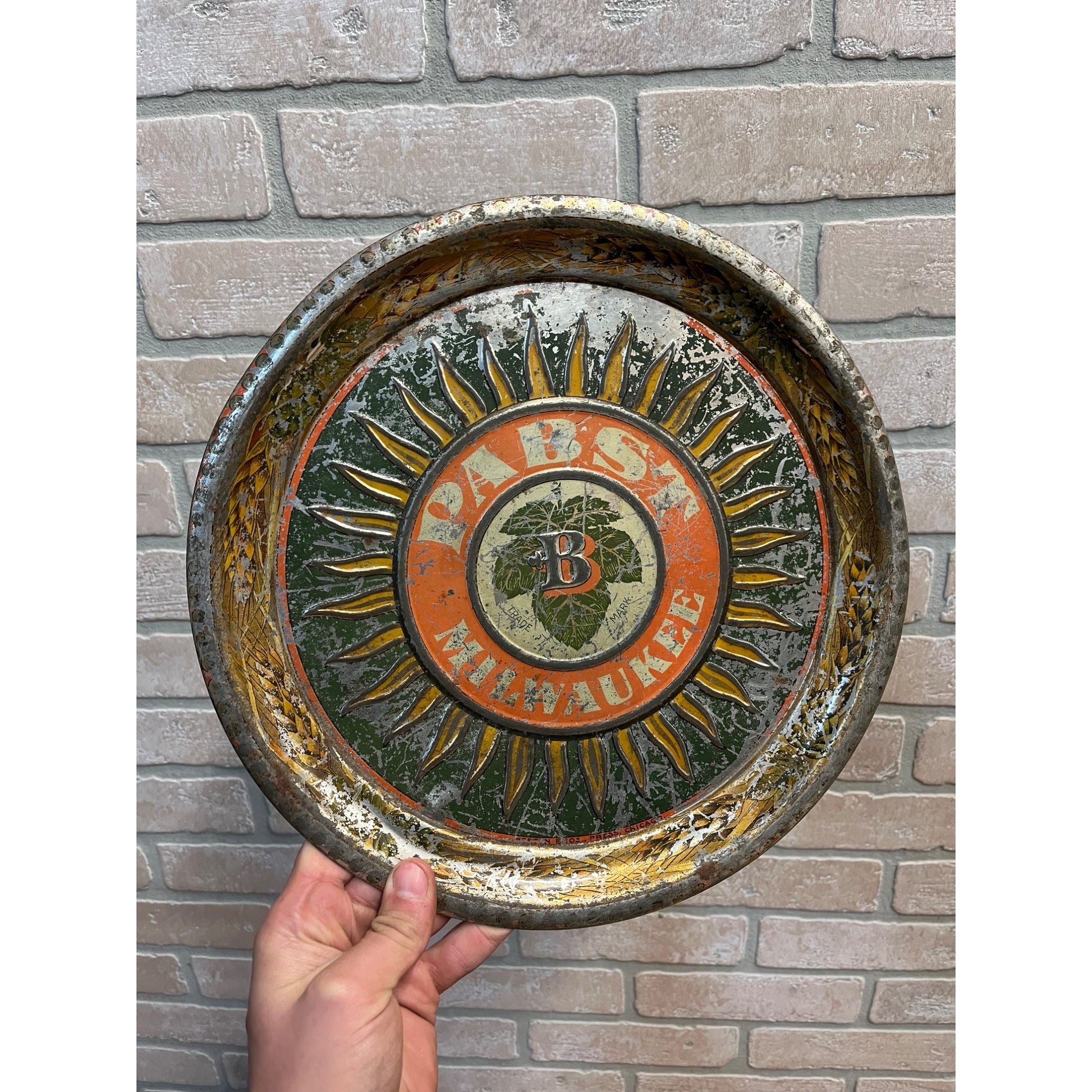 RARE Vintage Pre-Prohibition Pabst Blue Ribbon Beer Tray Milwaukee Wisconsin Wis