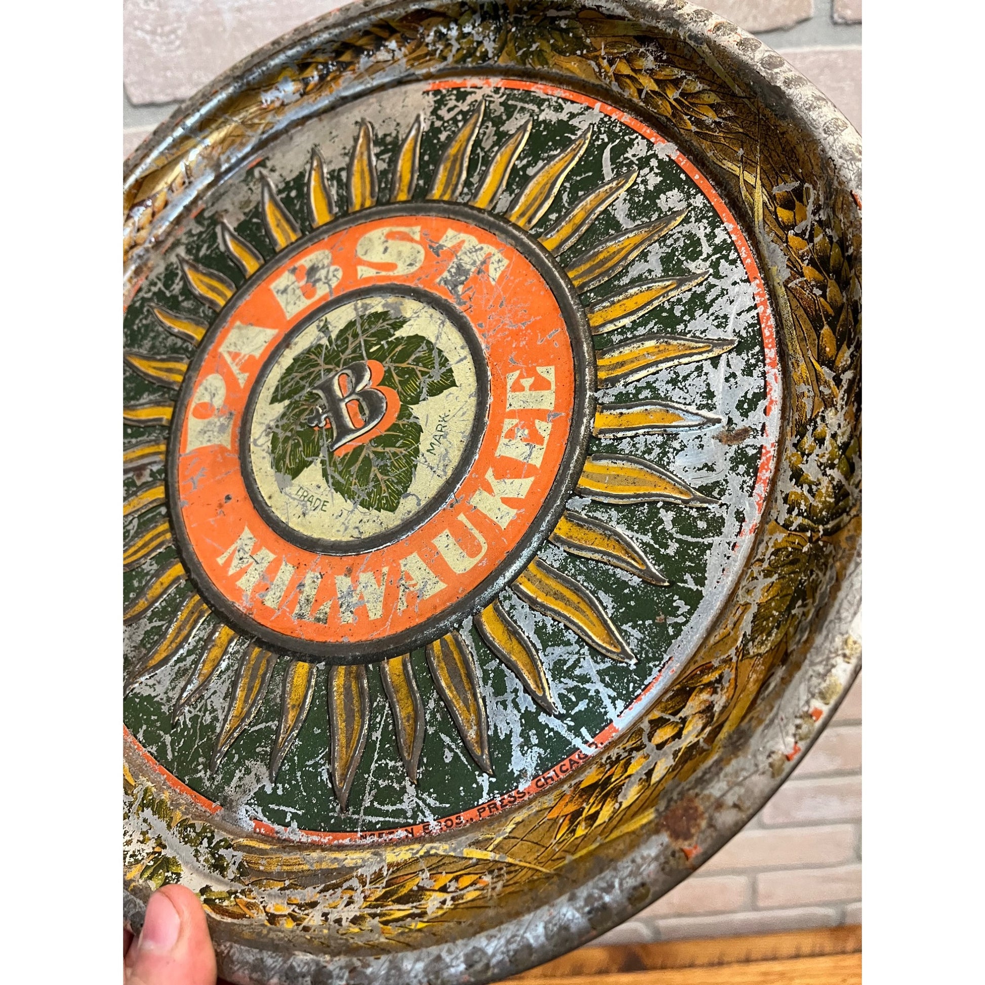 RARE Vintage Pre-Prohibition Pabst Blue Ribbon Beer Tray Milwaukee Wisconsin Wis