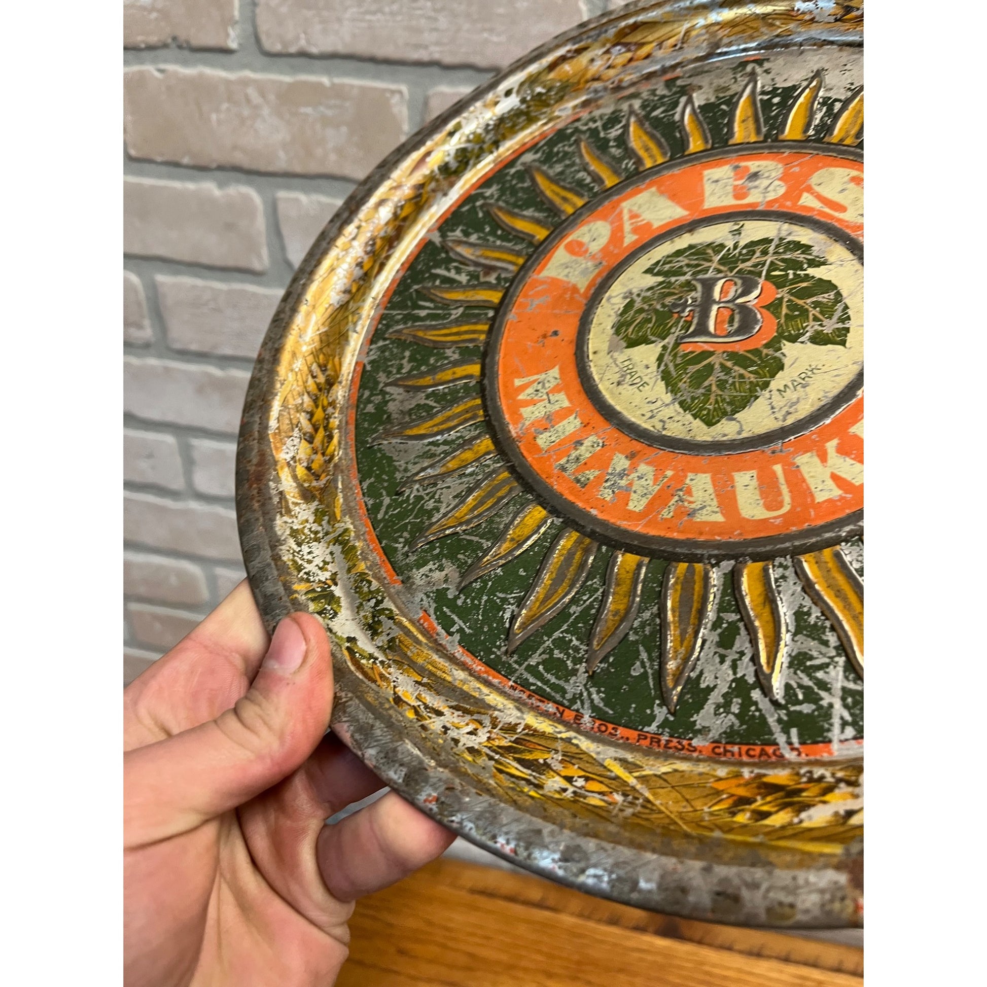 RARE Vintage Pre-Prohibition Pabst Blue Ribbon Beer Tray Milwaukee Wisconsin Wis