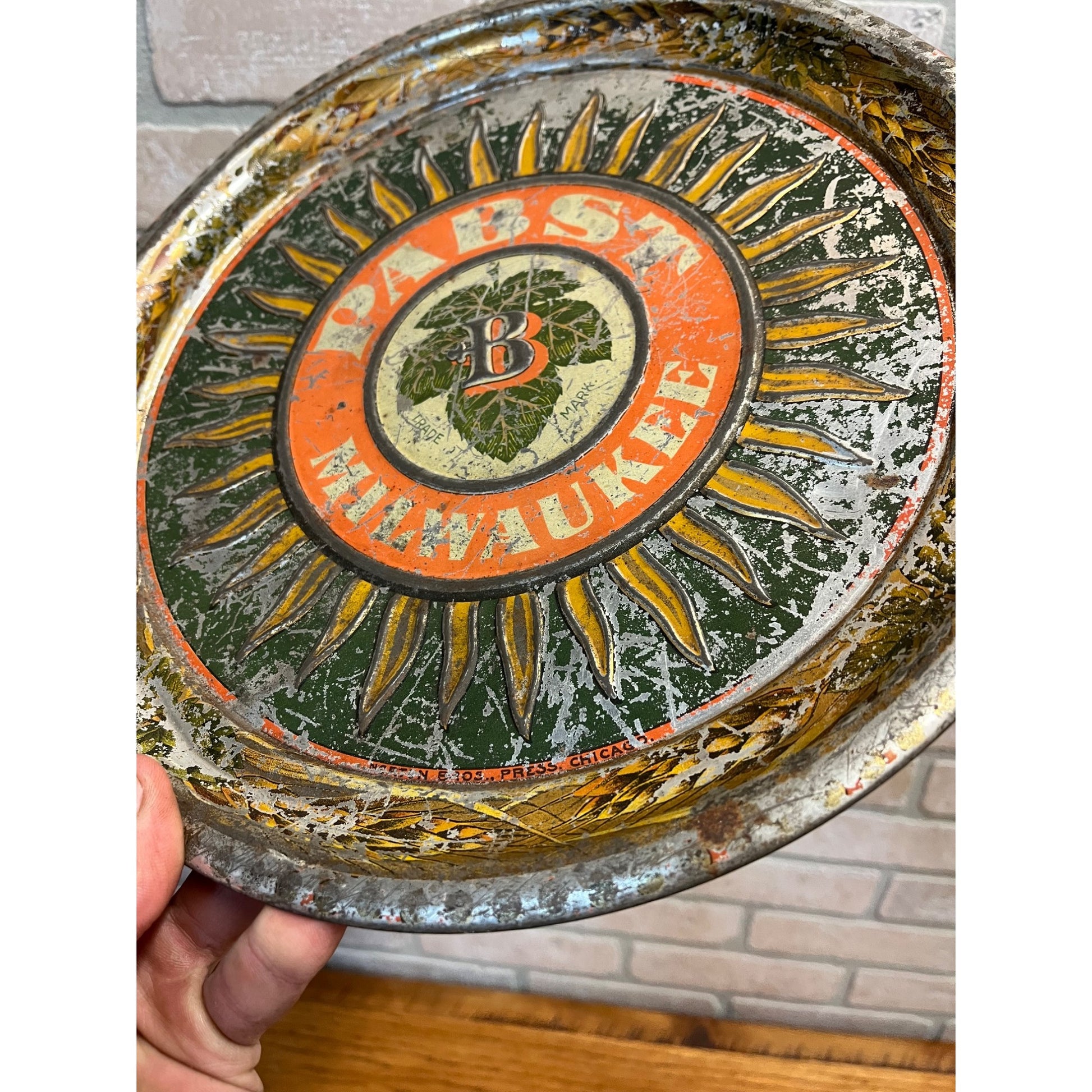 RARE Vintage Pre-Prohibition Pabst Blue Ribbon Beer Tray Milwaukee Wisconsin Wis
