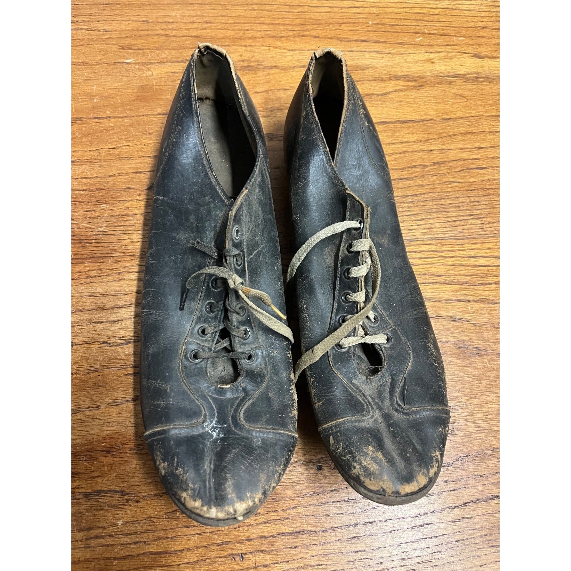 Antique Vintage Early 1910s-1920s Baseball Leather Cleats Shoes Black