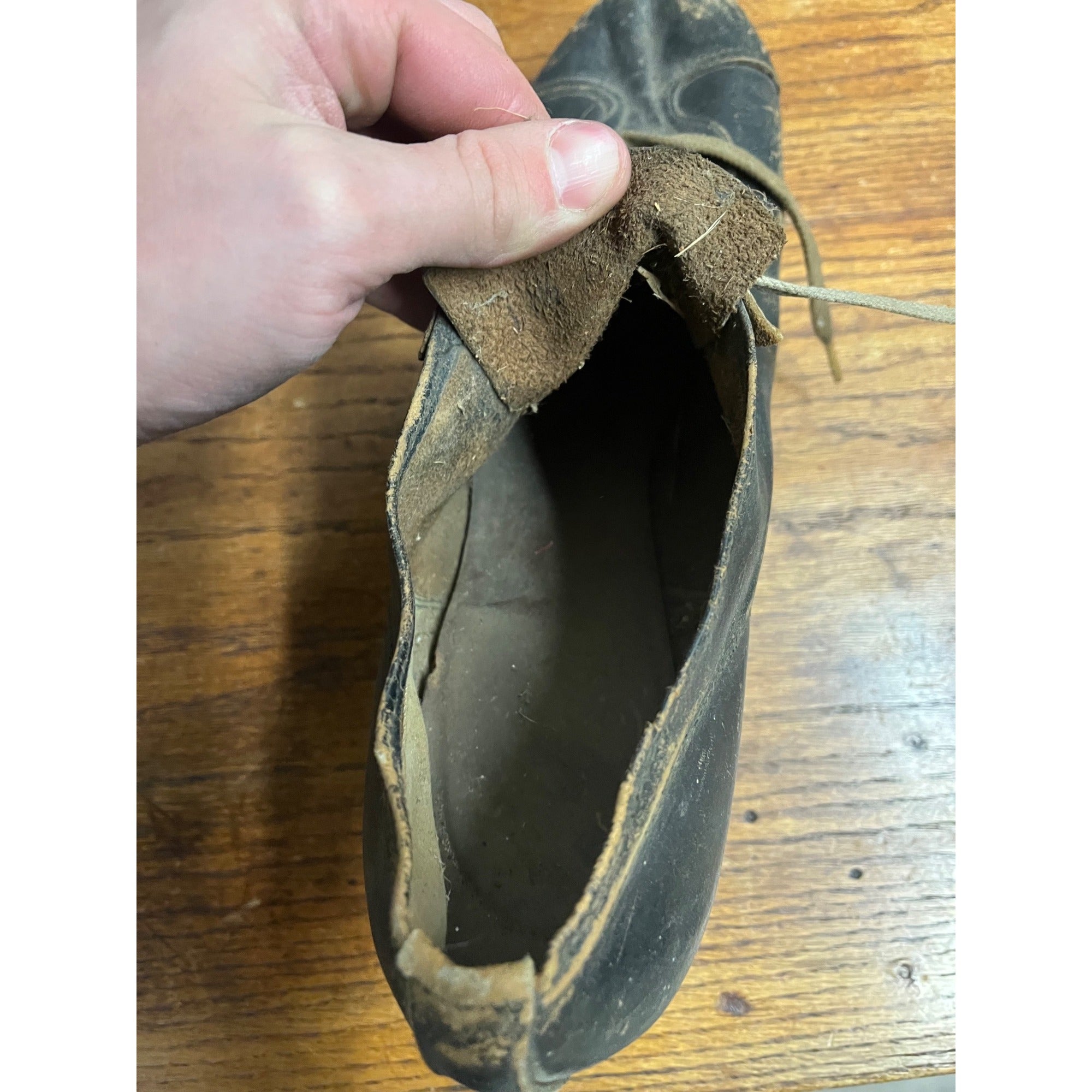 Antique Vintage Early 1910s-1920s Baseball Leather Cleats Shoes Black