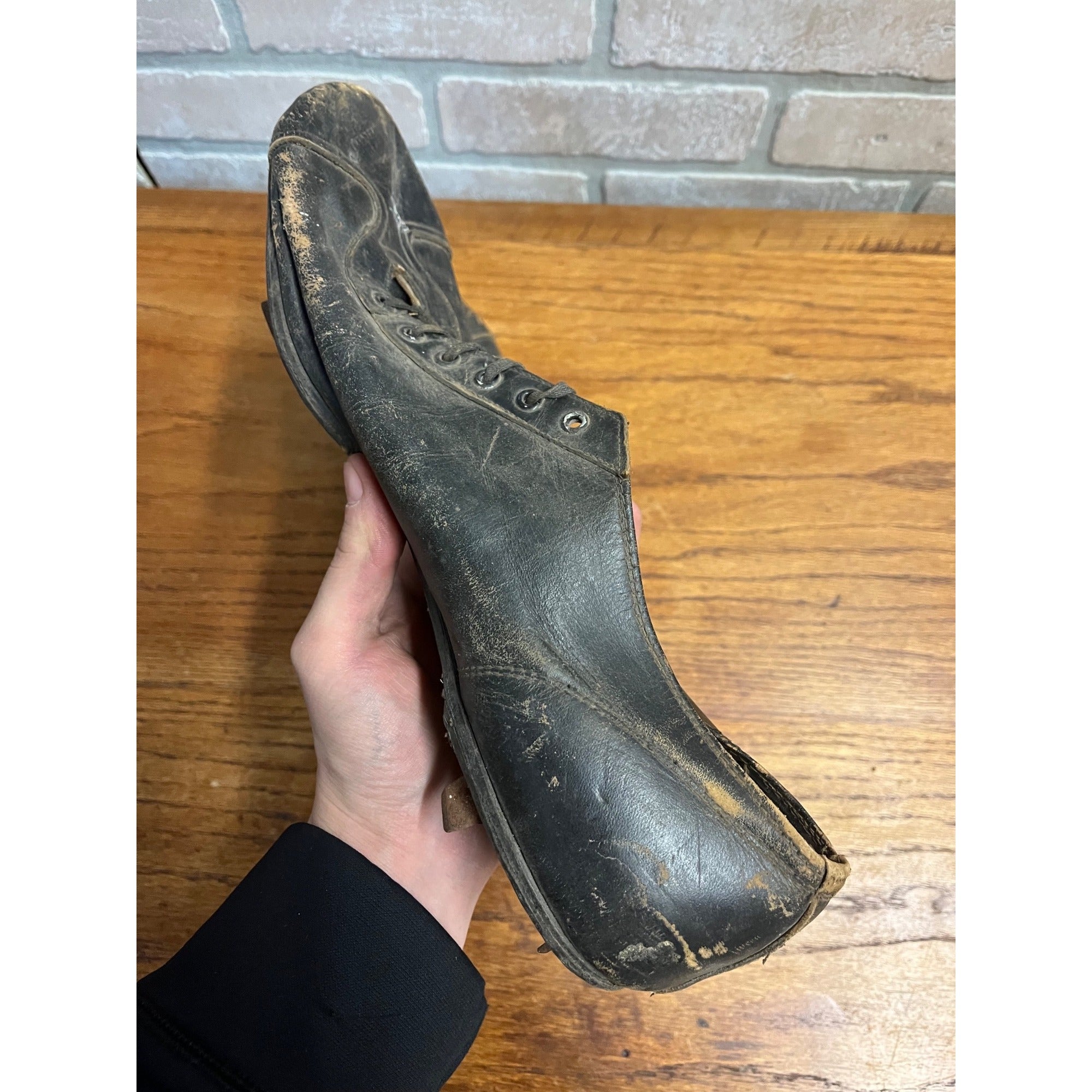 Antique Vintage Early 1910s-1920s Baseball Leather Cleats Shoes Black