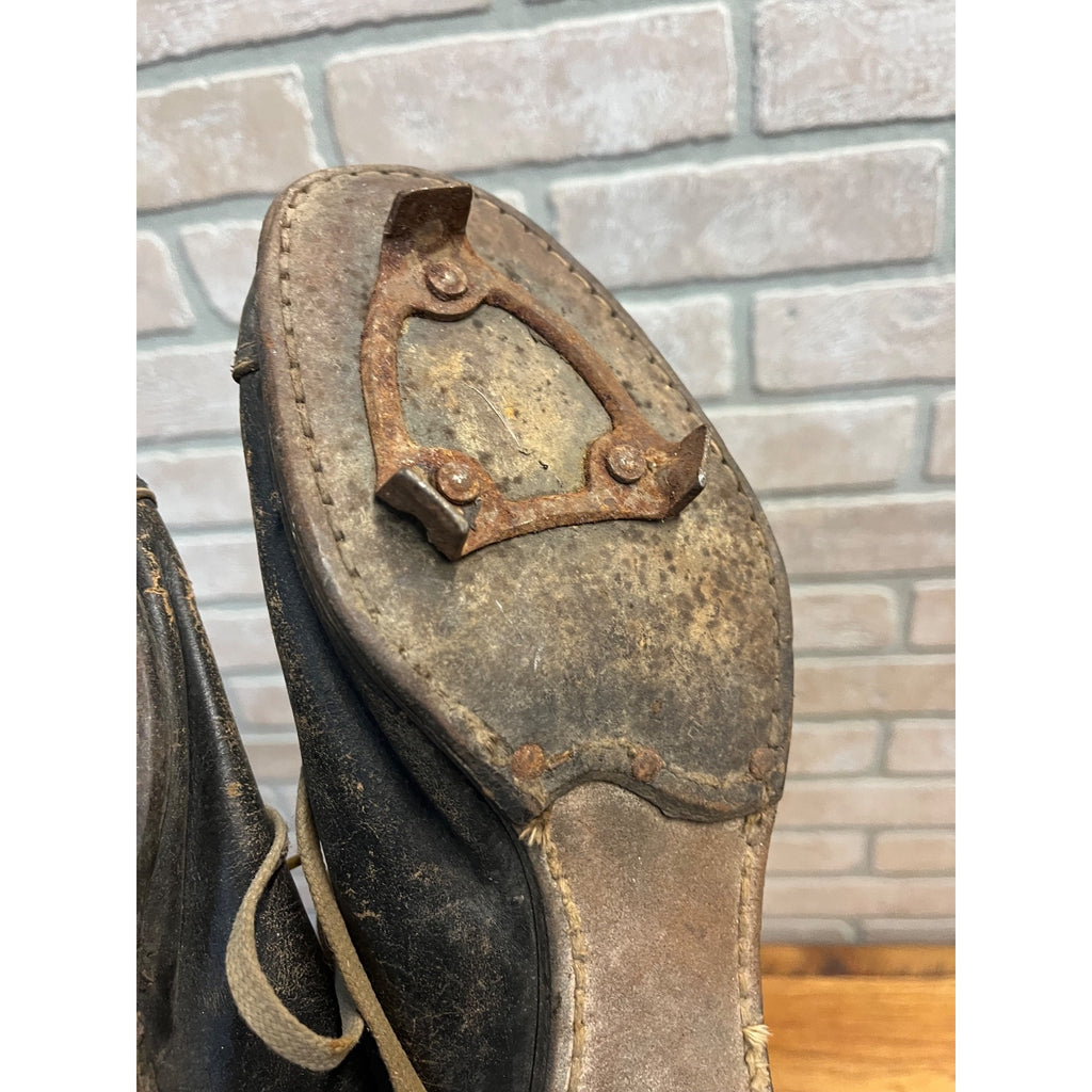 Antique Vintage Early 1910s-1920s Baseball Leather Cleats Shoes Black