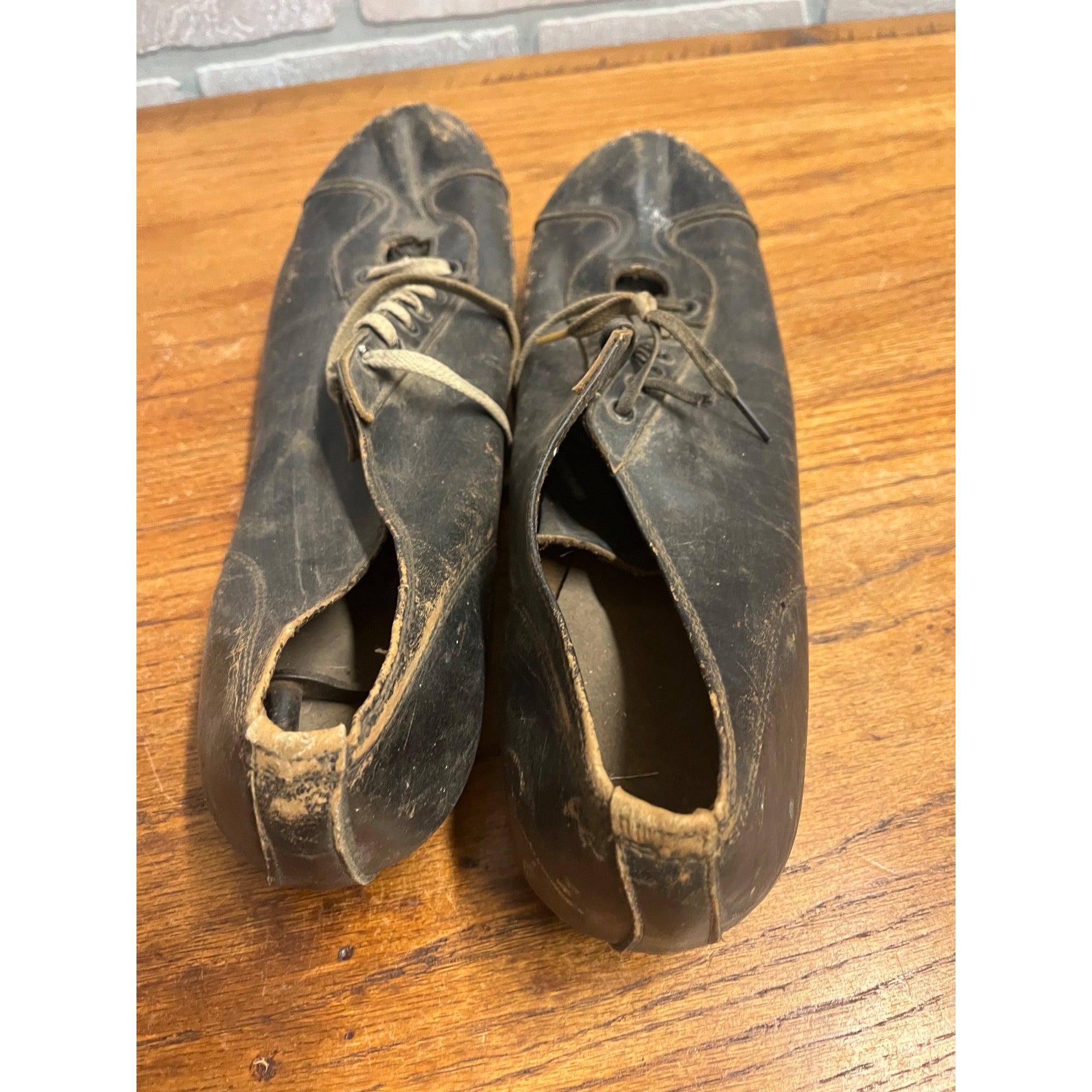 Antique Vintage Early 1910s-1920s Baseball Leather Cleats Shoes Black